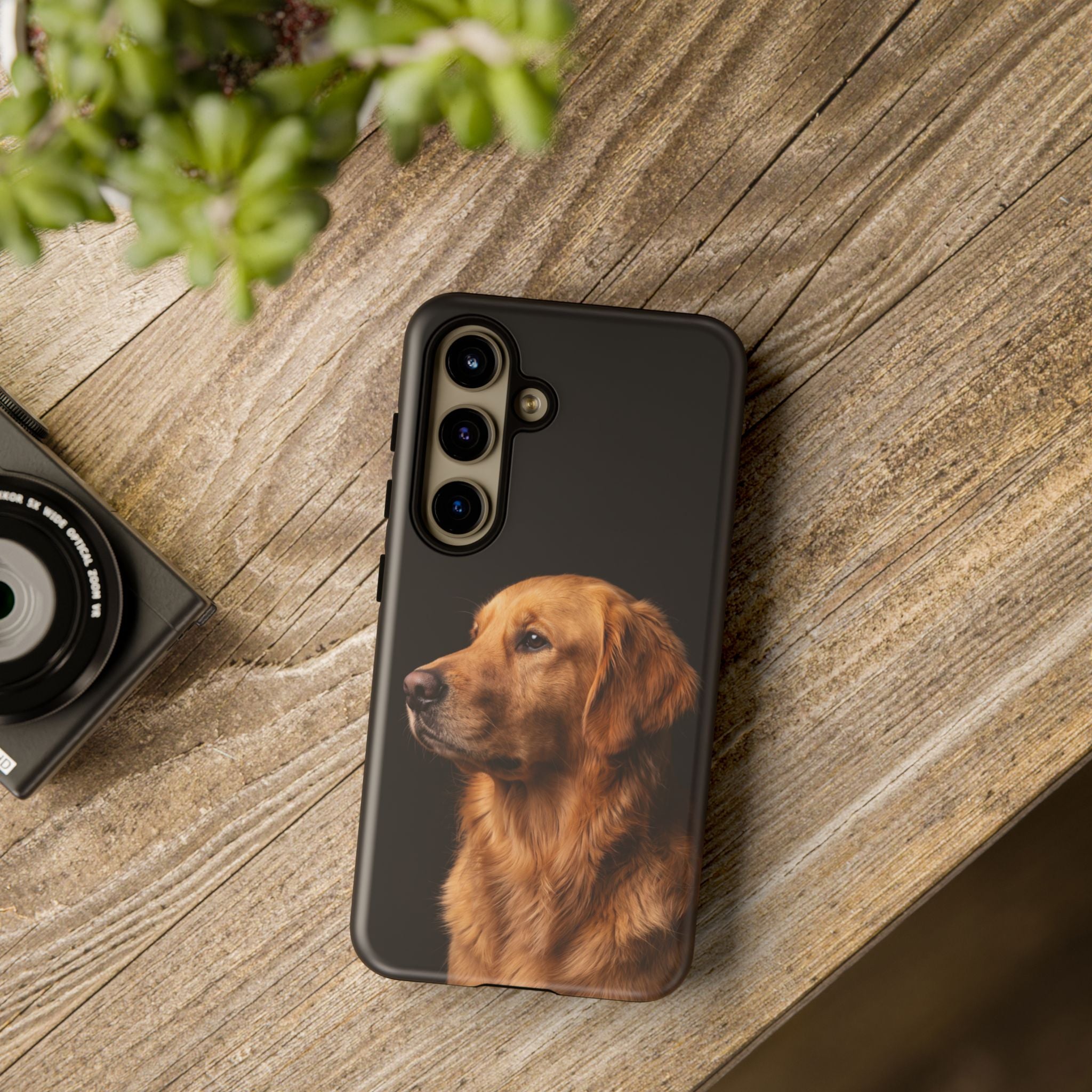 Golden Retriever Portrait Phone Case | Realistic Dog Photo on Black Background | iPhone & Samsung