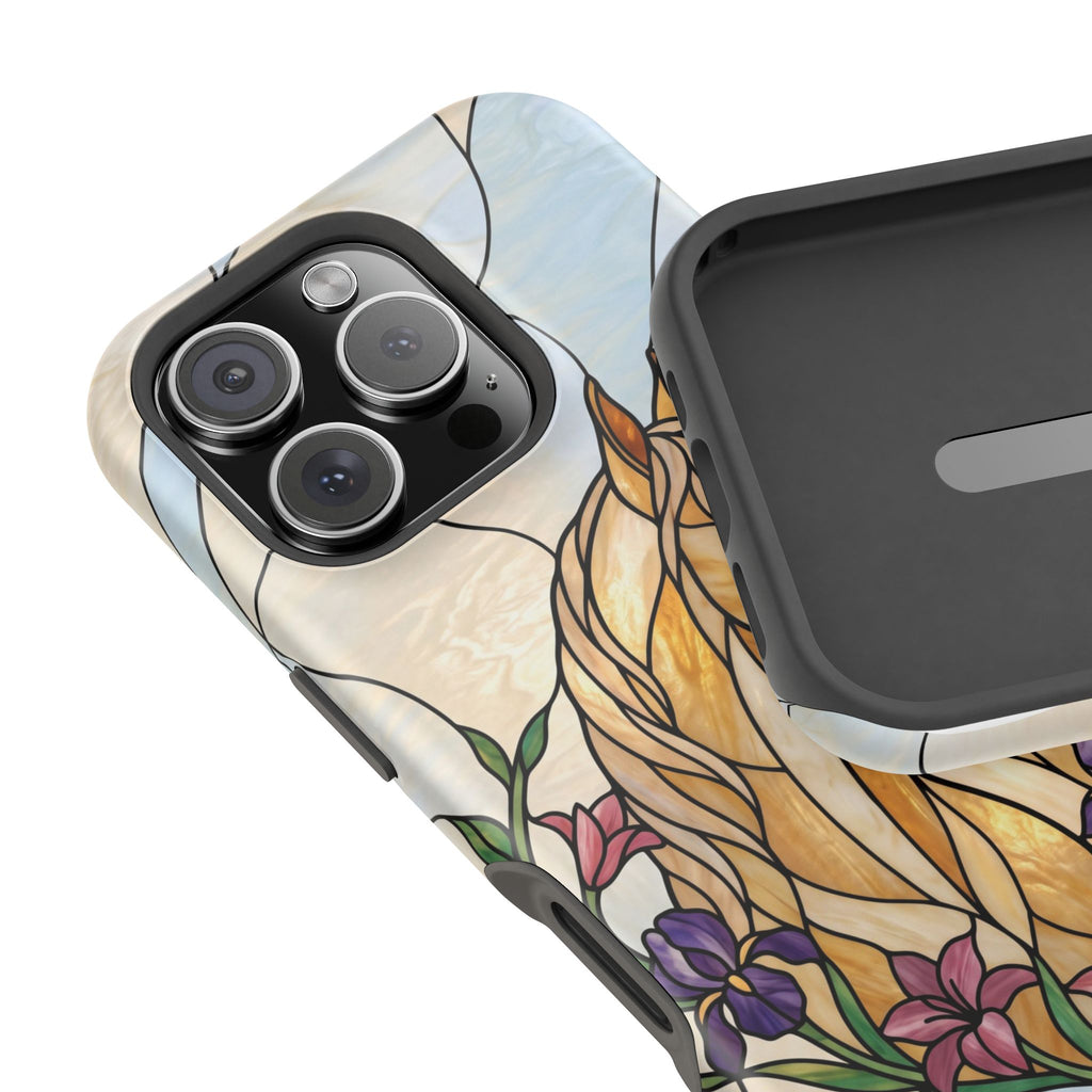 Floral Stained Glass Horse Phone Case — Tough Magnetic Case with Wireless Charging