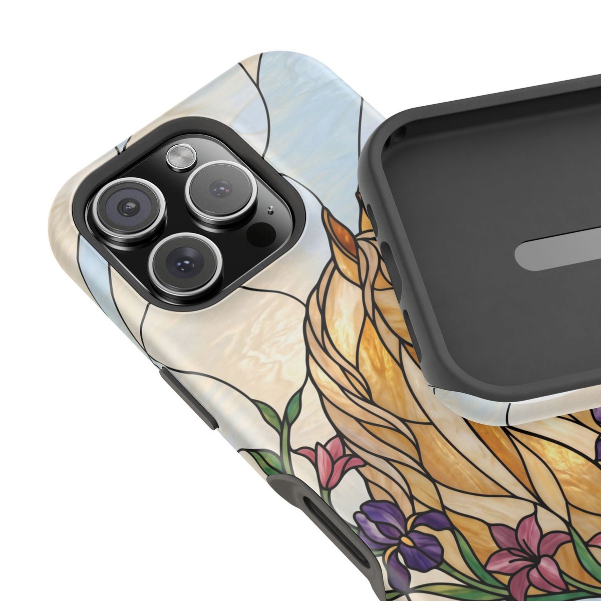 Floral Stained Glass Horse Phone Case — Tough Magnetic Case with Wireless Charging