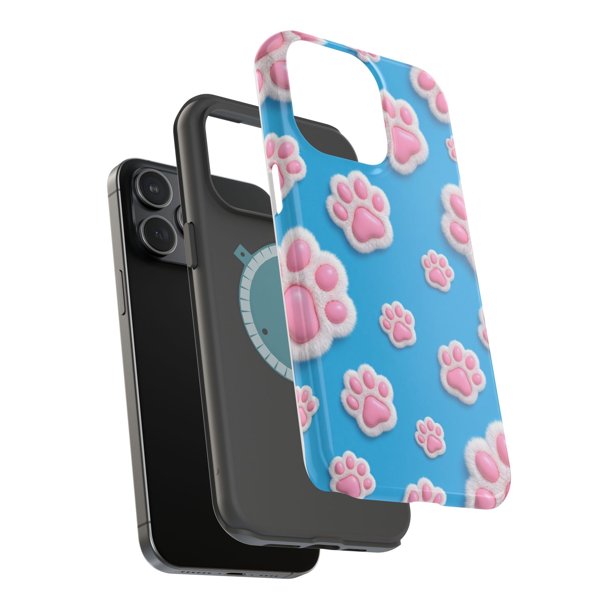 Fluffy Paw Print Phone Case | Cute 3D Pink Paw Pattern Case for Dog & Cat Lovers | iPhone & Samsung