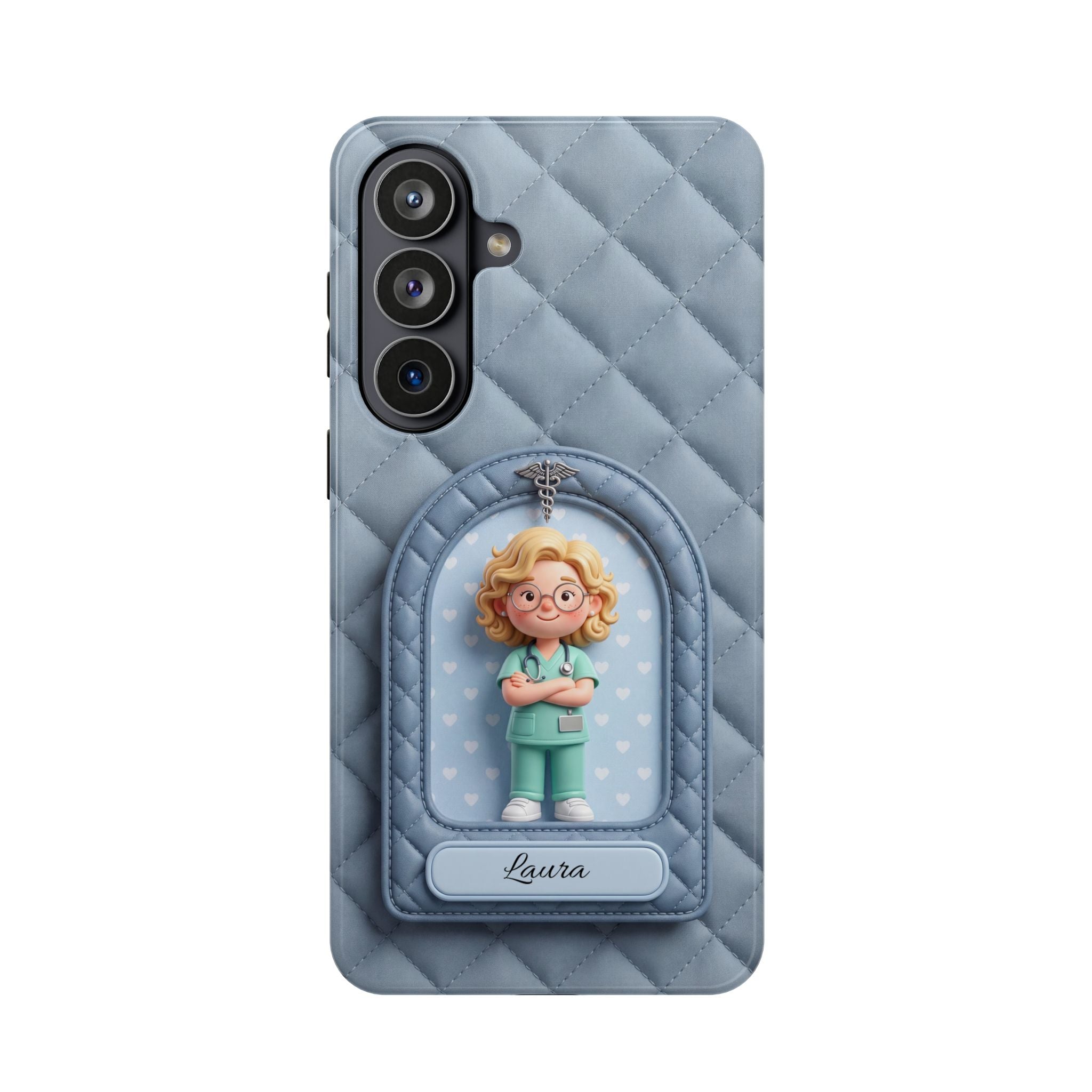 Personalized Quilted Nurse Phone Case — Wireless Charging Cover