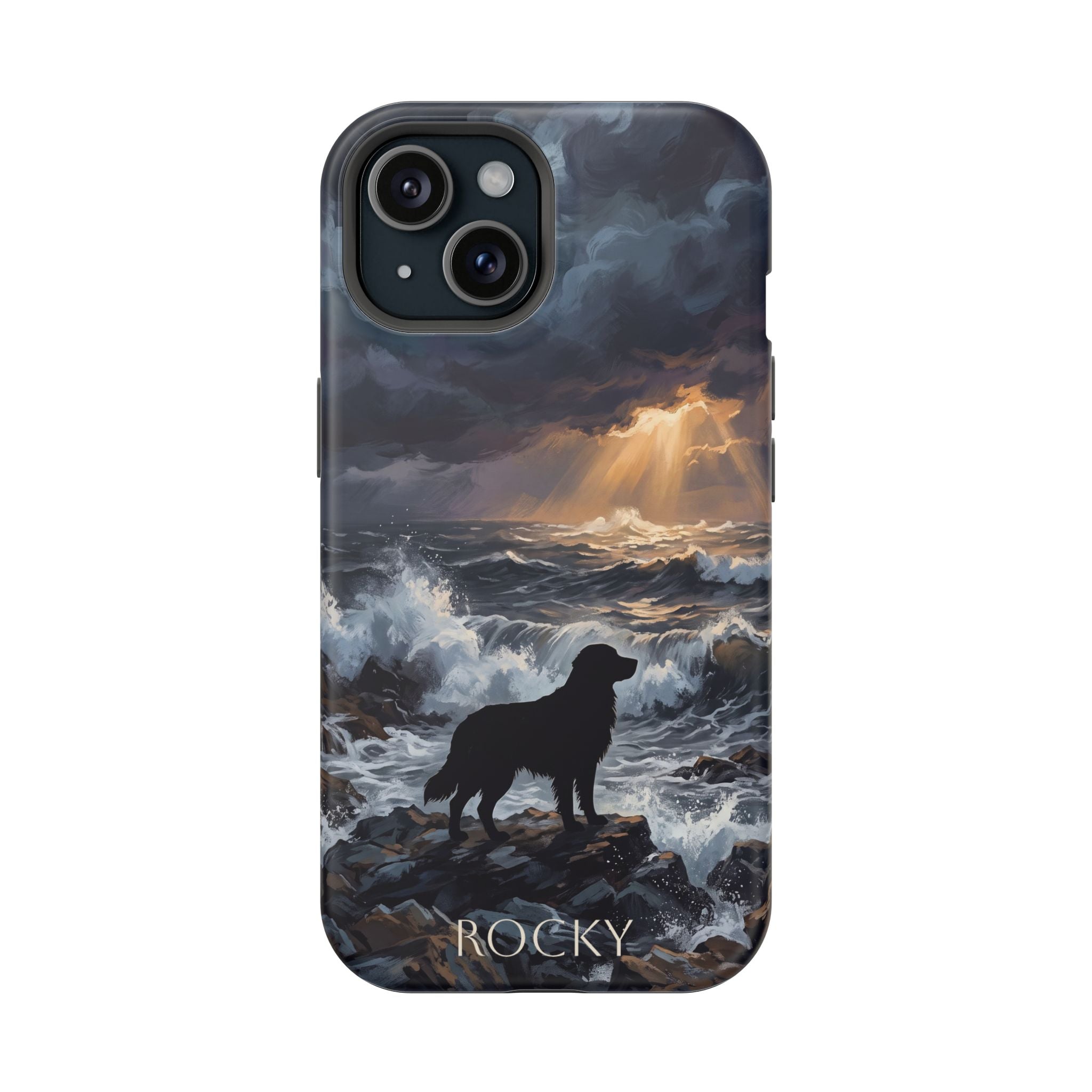 Personalized Golden Retriever Stormy Sea Phone Case — Wireless Charging Cover