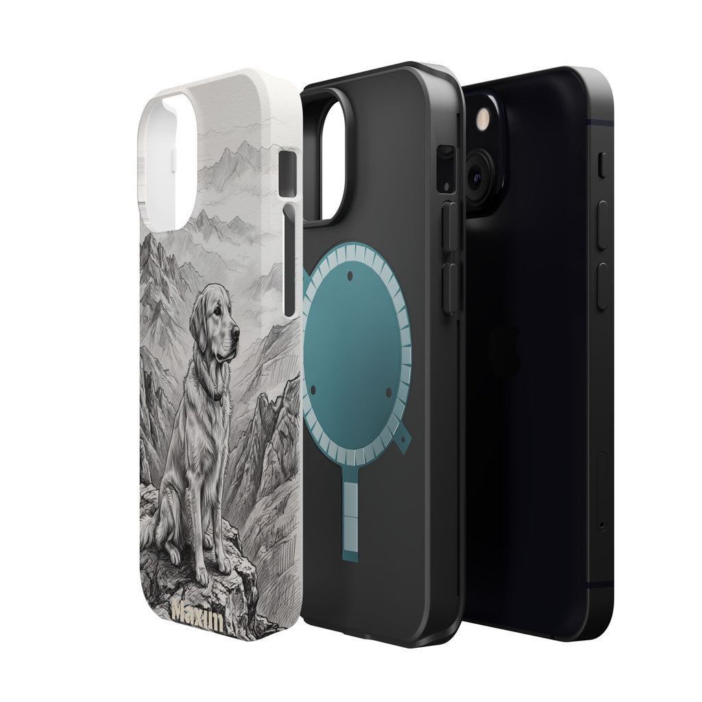 Personalized Golden Retriever Mountain Peak Phone Case — Wireless Charging Cover