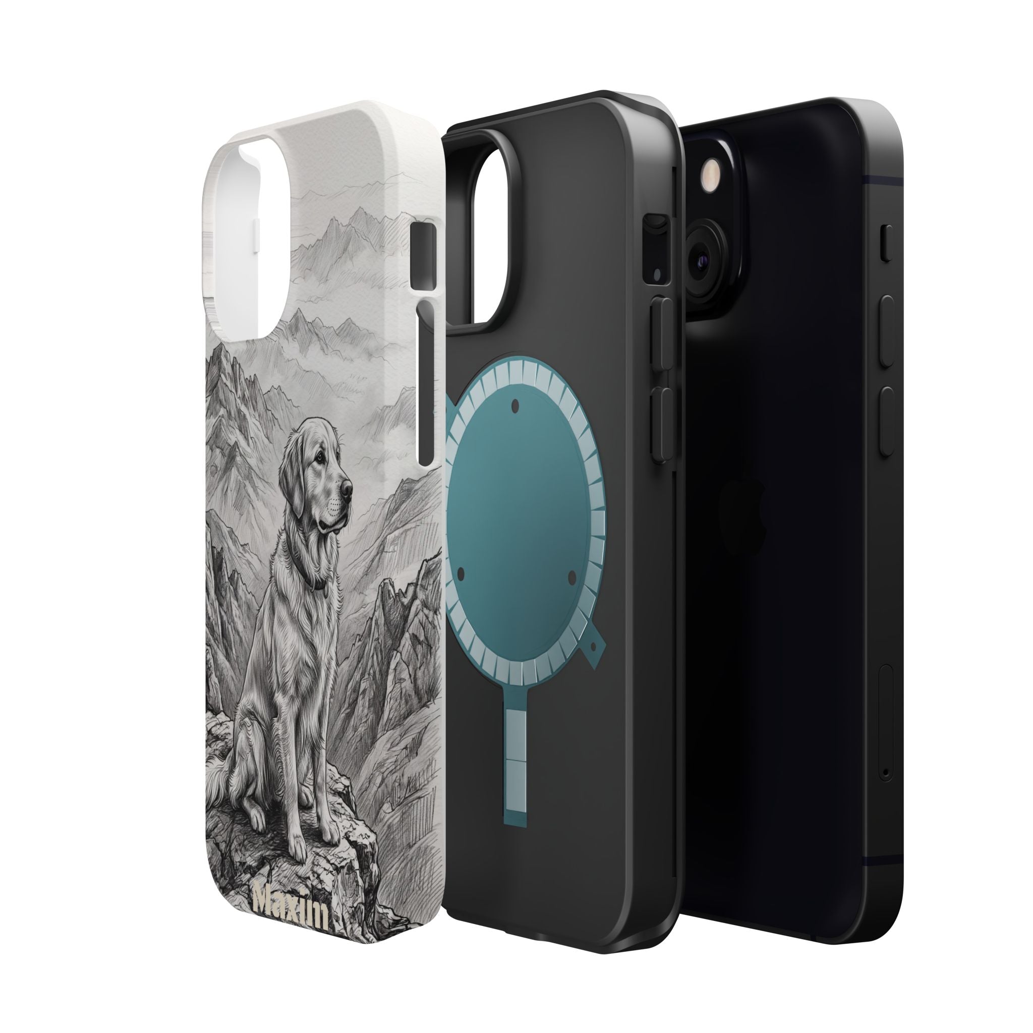 Personalized Golden Retriever Mountain Peak Phone Case — Wireless Charging Cover