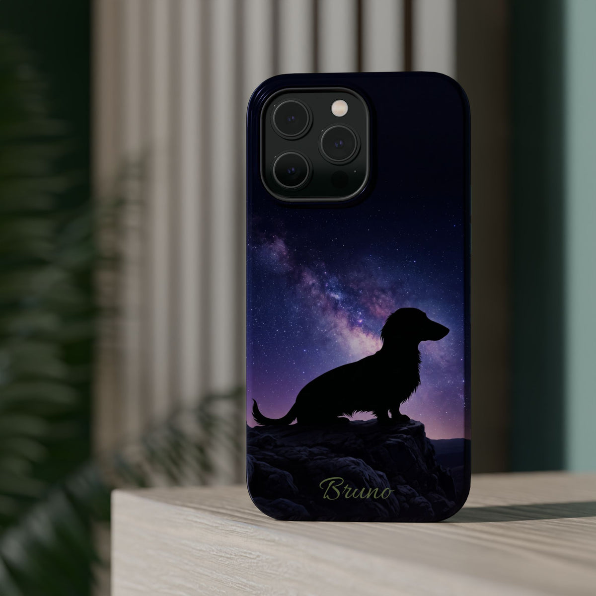Personalized Dachshund Starry Night Phone Case — Wireless Charging Cover