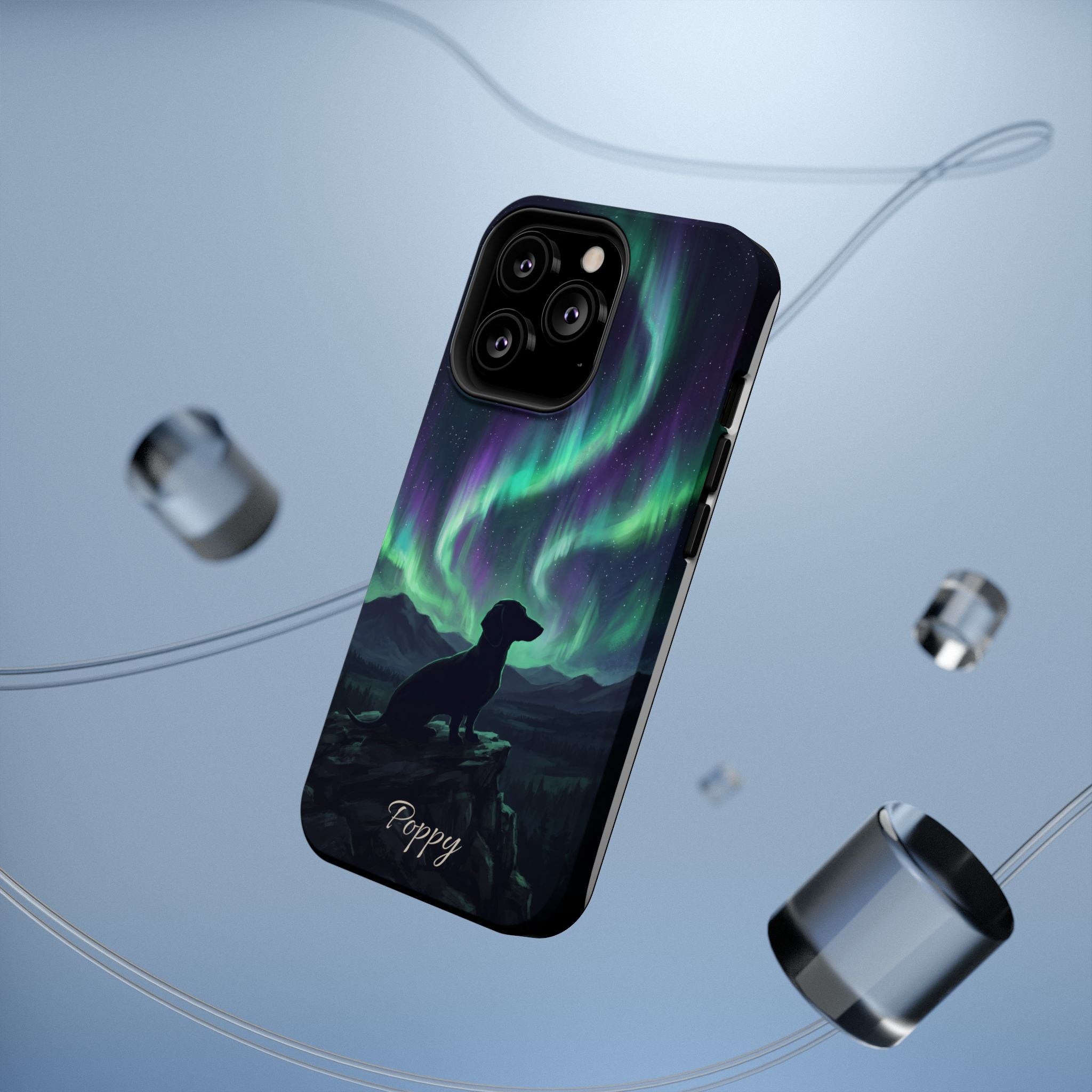 Personalized Dachshund Northern Lights Phone Case — Wireless Charging Cover