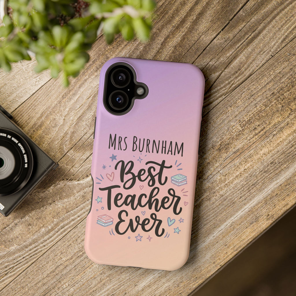 Best Teacher Ever Personalized Phone Case — Wireless Charging Cover