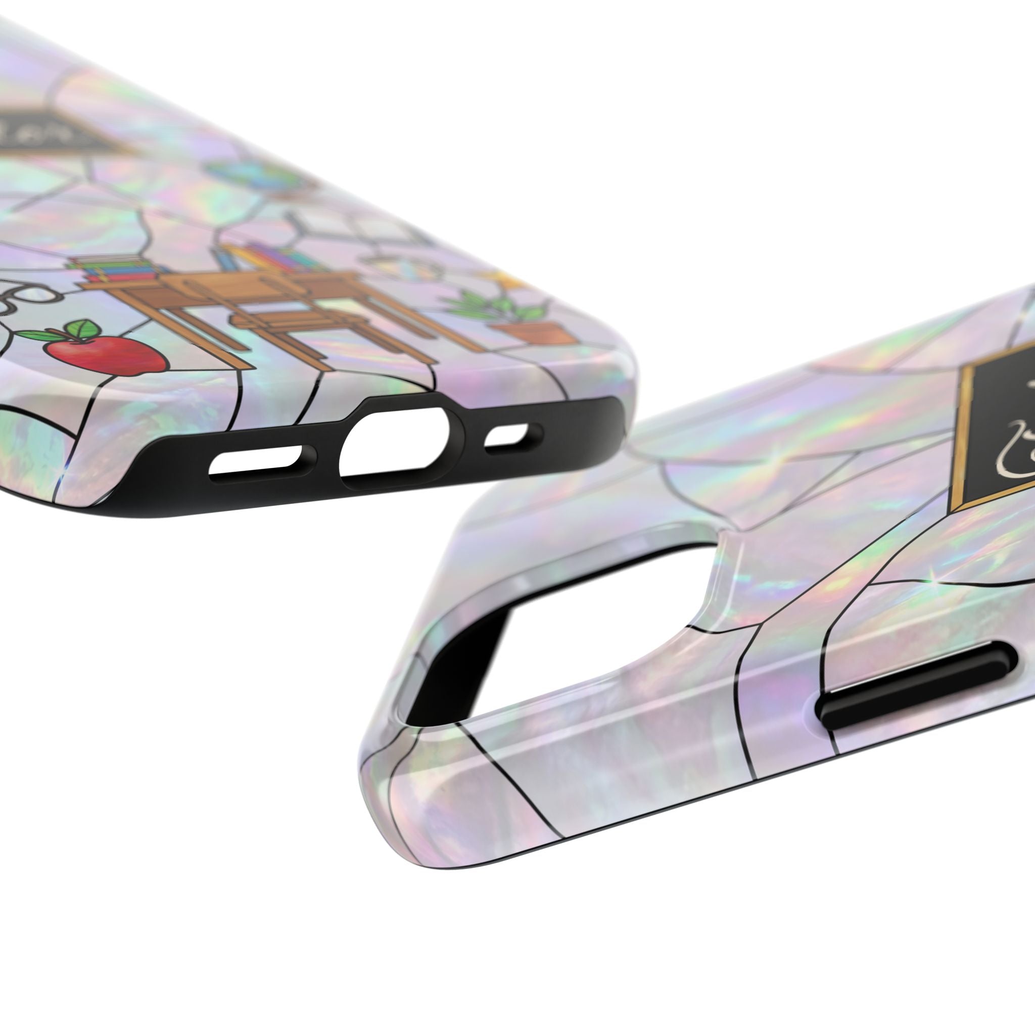 Personalized Teacher Phone Case — Custom Name Stained Glass Classroom Design