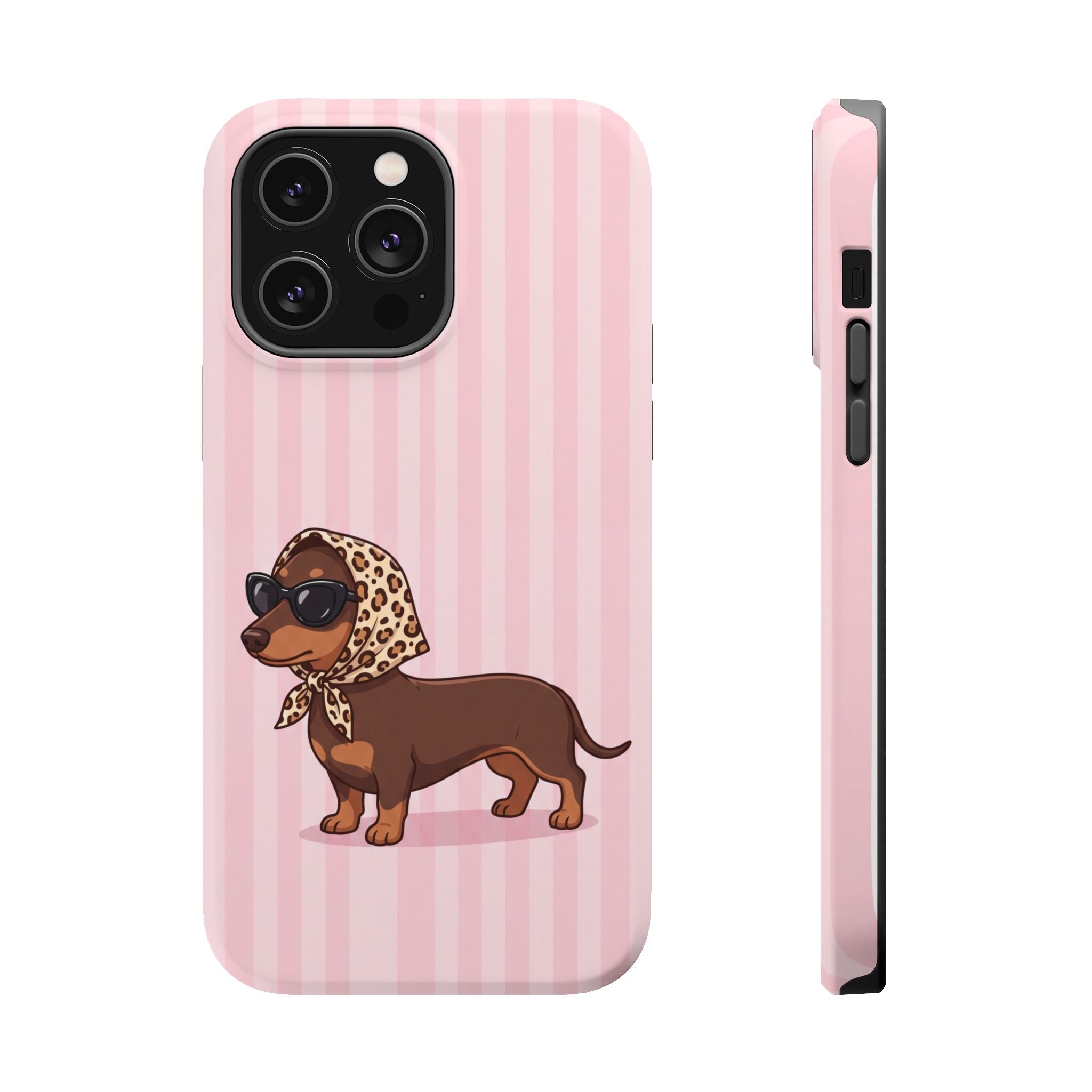 Preppy Dachshund Phone Case — Impact-Resistant Wireless Charging Cover