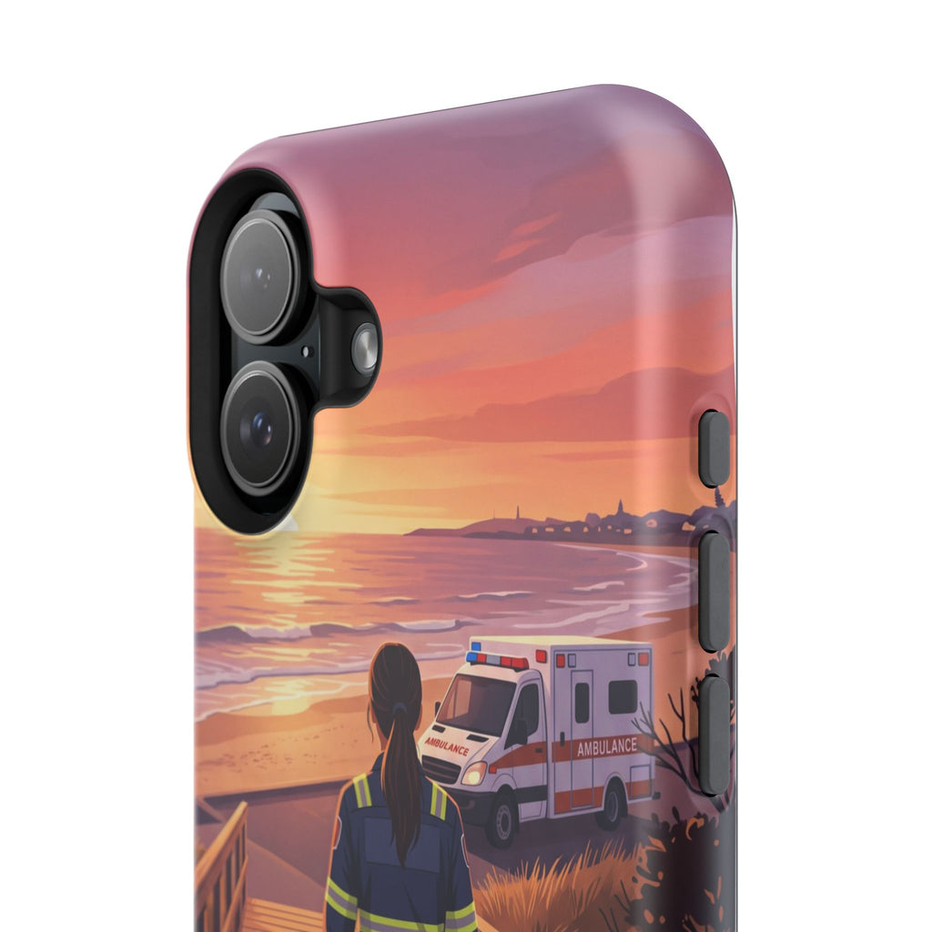 Sunset Boardwalk Personalized Paramedic Phone Case — Wireless Charging Cover