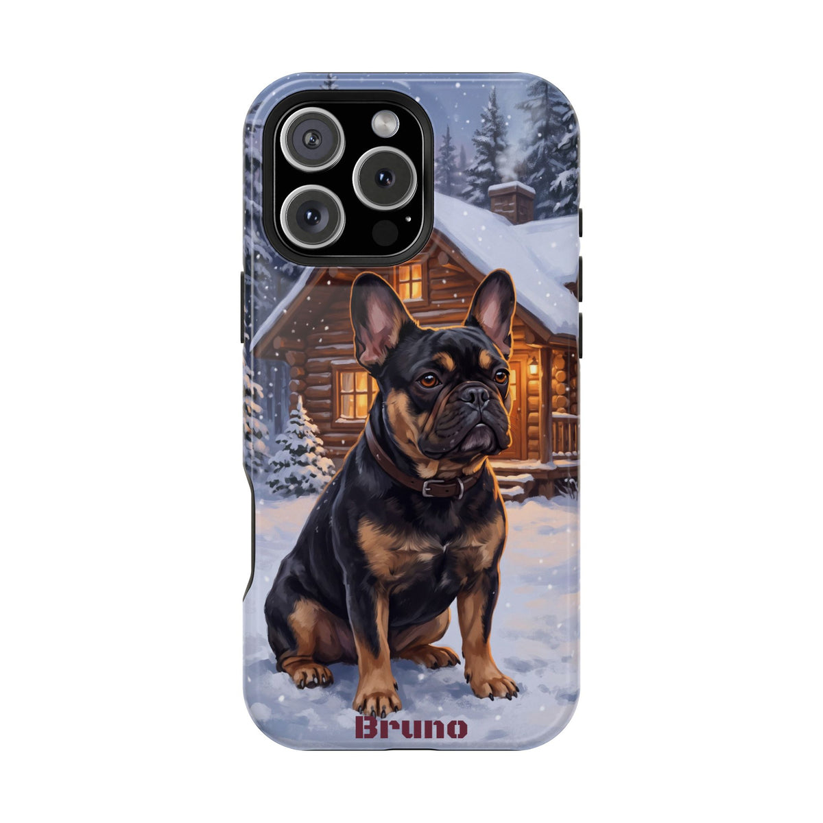Personalized French Bulldog Cozy Cabin Phone Case — Wireless Charging Cover