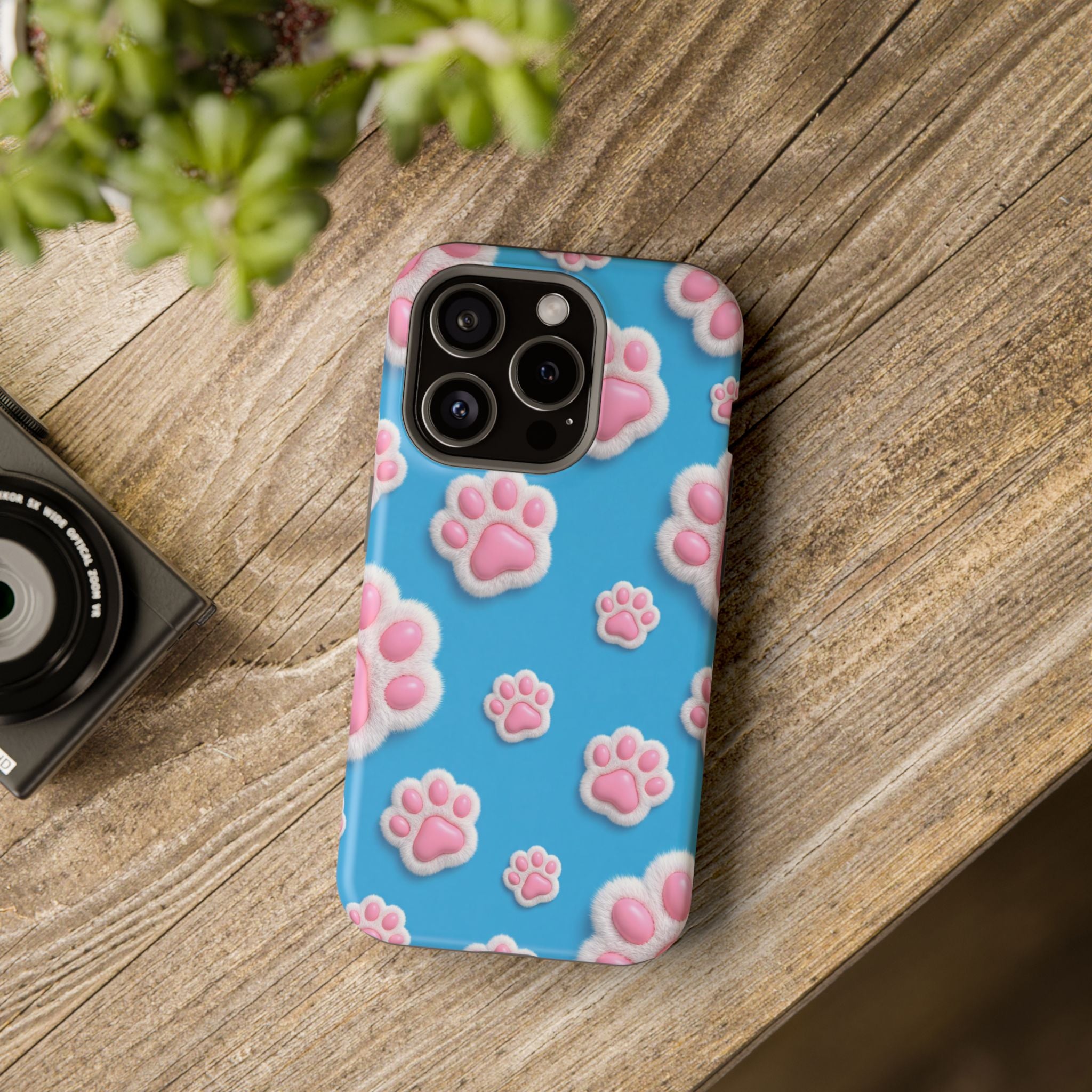 Fluffy Paw Print Phone Case | Cute 3D Pink Paw Pattern Case for Dog & Cat Lovers | iPhone & Samsung