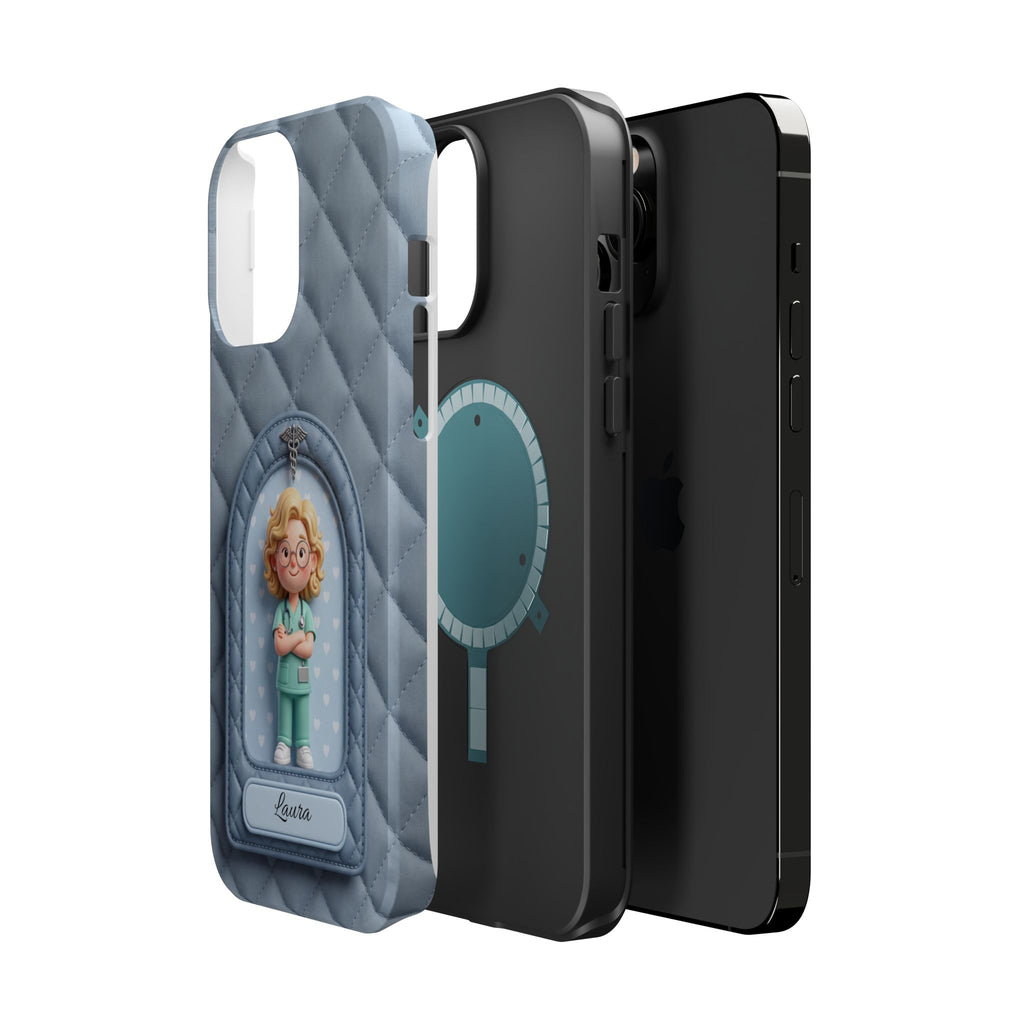 Personalized Quilted Nurse Phone Case — Wireless Charging Cover