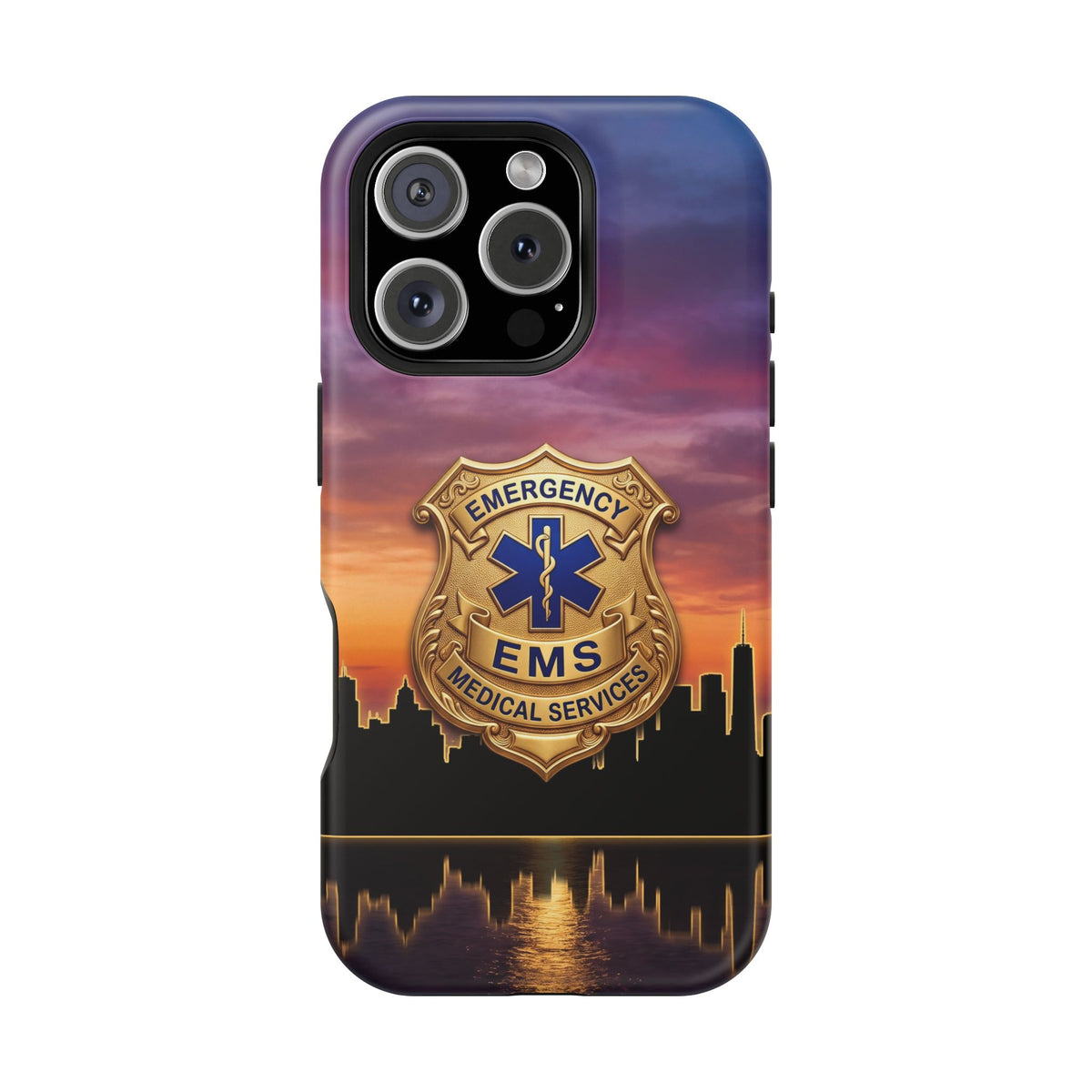 EMS Badge Sunset Skyline Phone Case — Magnetic Wireless Charging Cover