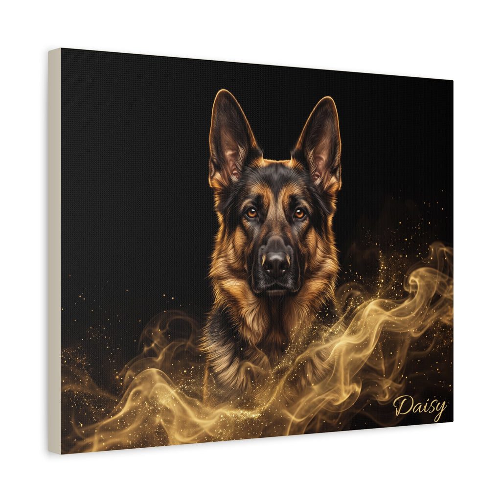 German Shepherd Personalized Canvas | Golden Smoke Wall Art