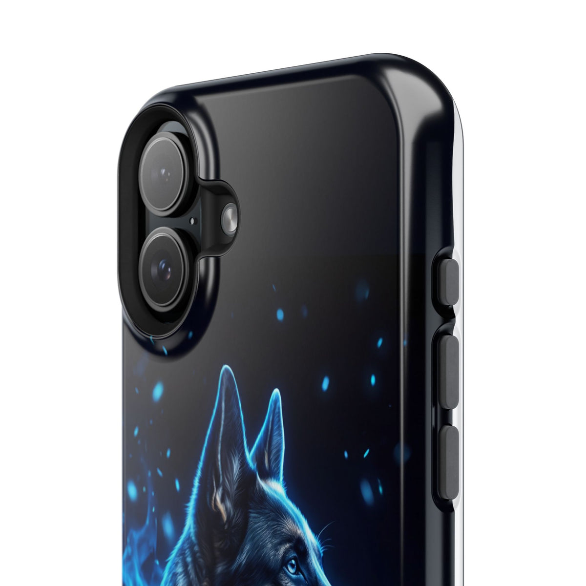 German Shepherd Phone Case | Blue Flame Art — Tough Magnetic Case with Wireless Charging