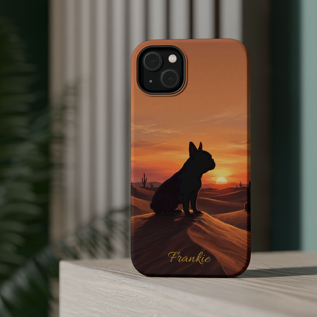 Personalized French Bulldog Desert Sunset Phone Case — Wireless Charging Cover