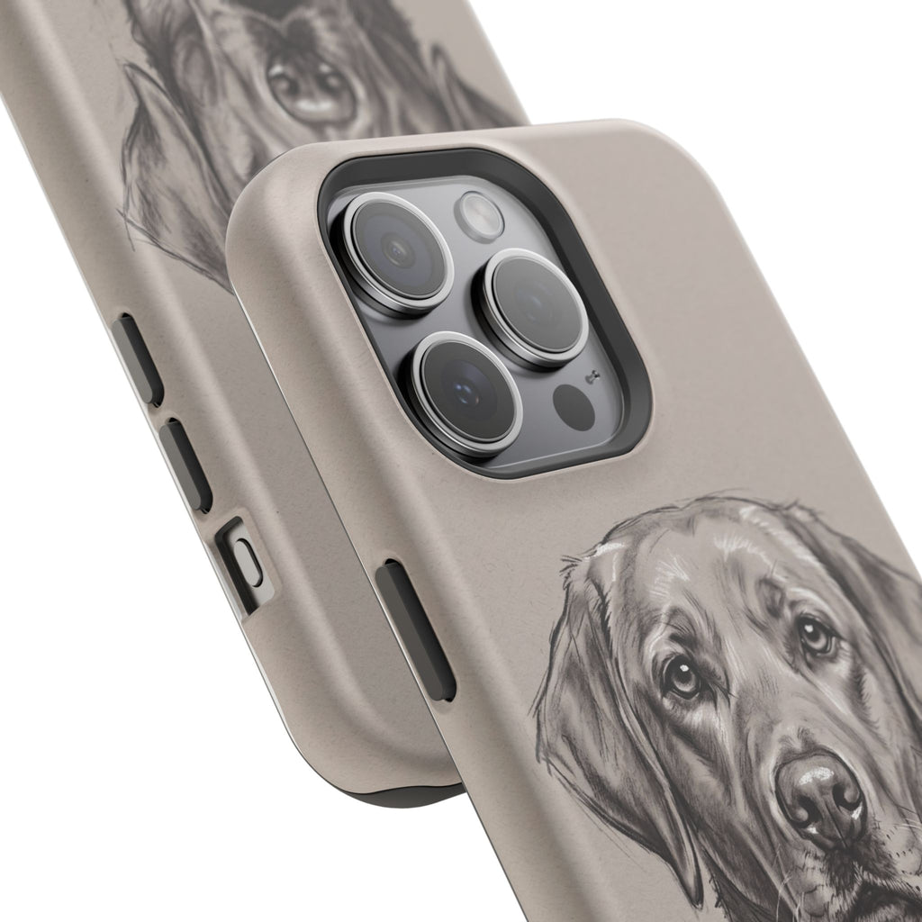 Charcoal Sketch Labrador Phone Case — Tough Magnetic Case with Wireless Charging