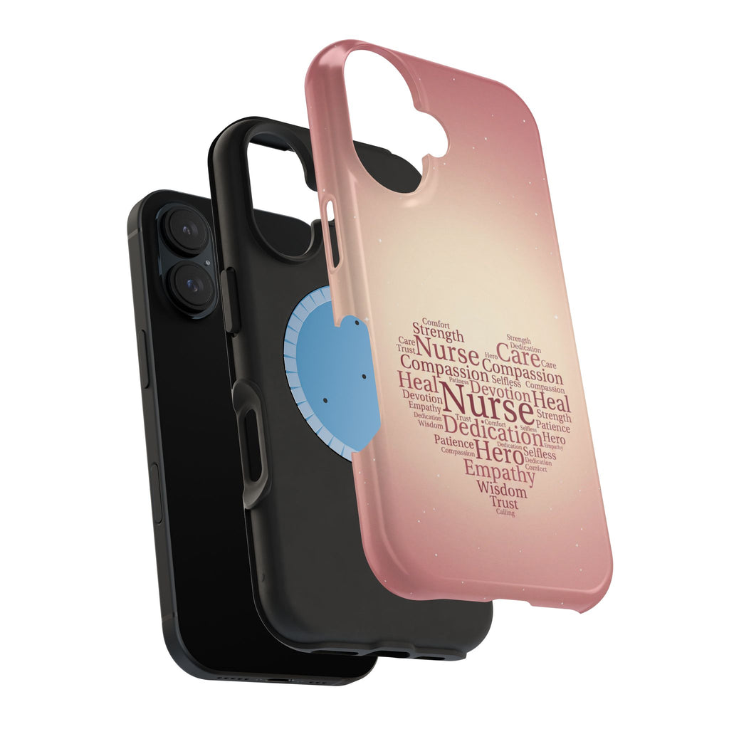 Nurse Heart Word Art Phone Case — Impact-Resistant Wireless Charging Cover