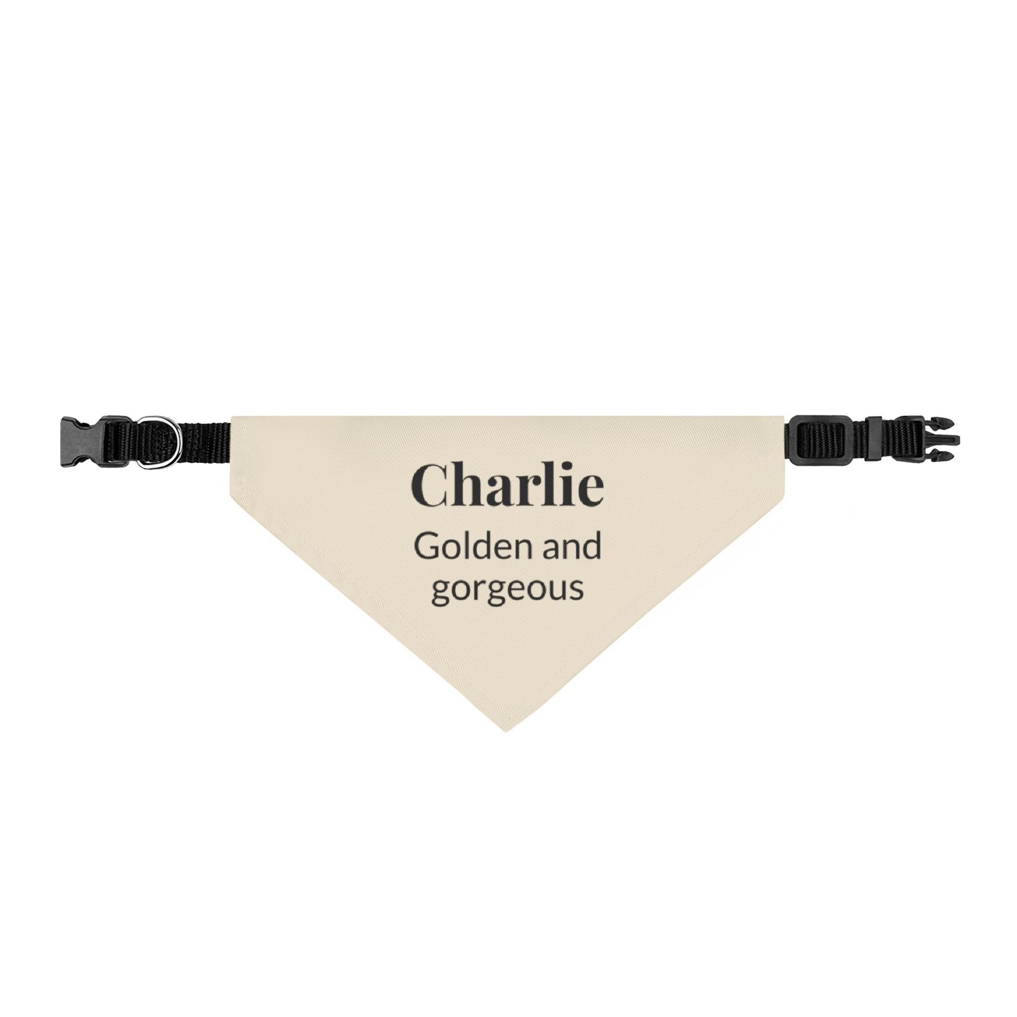 Personalized Golden Retriever Bandana | Custom Name Pet Bandana | Warm Cream Golden and Gorgeous Dog Bandana
