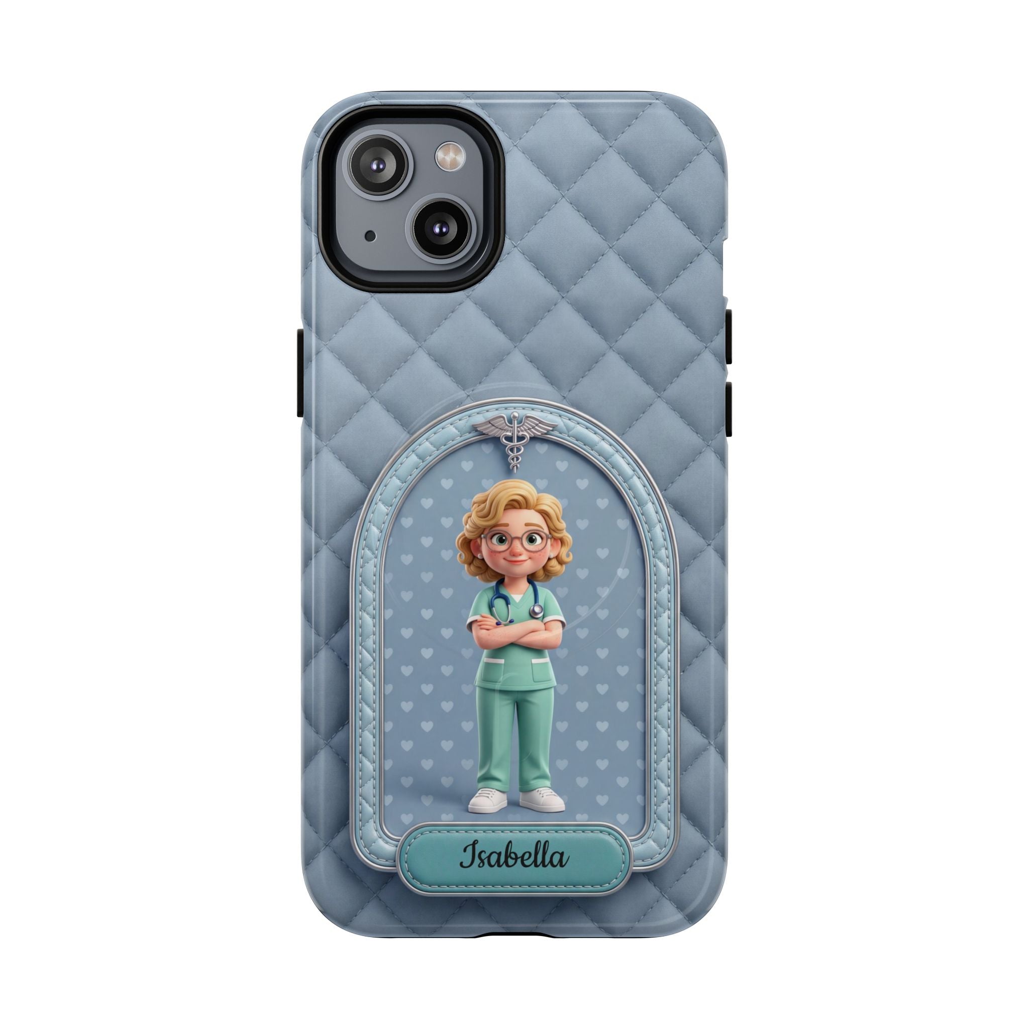 Personalized Nurse Phone Case | Quilted Badge Design, Custom Name iPhone Case