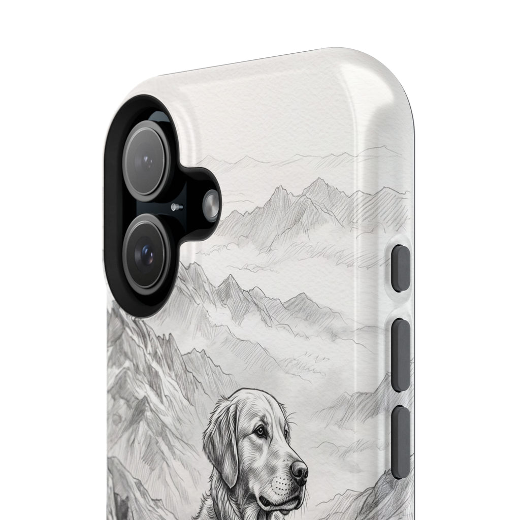 Personalized Golden Retriever Mountain Peak Phone Case — Wireless Charging Cover