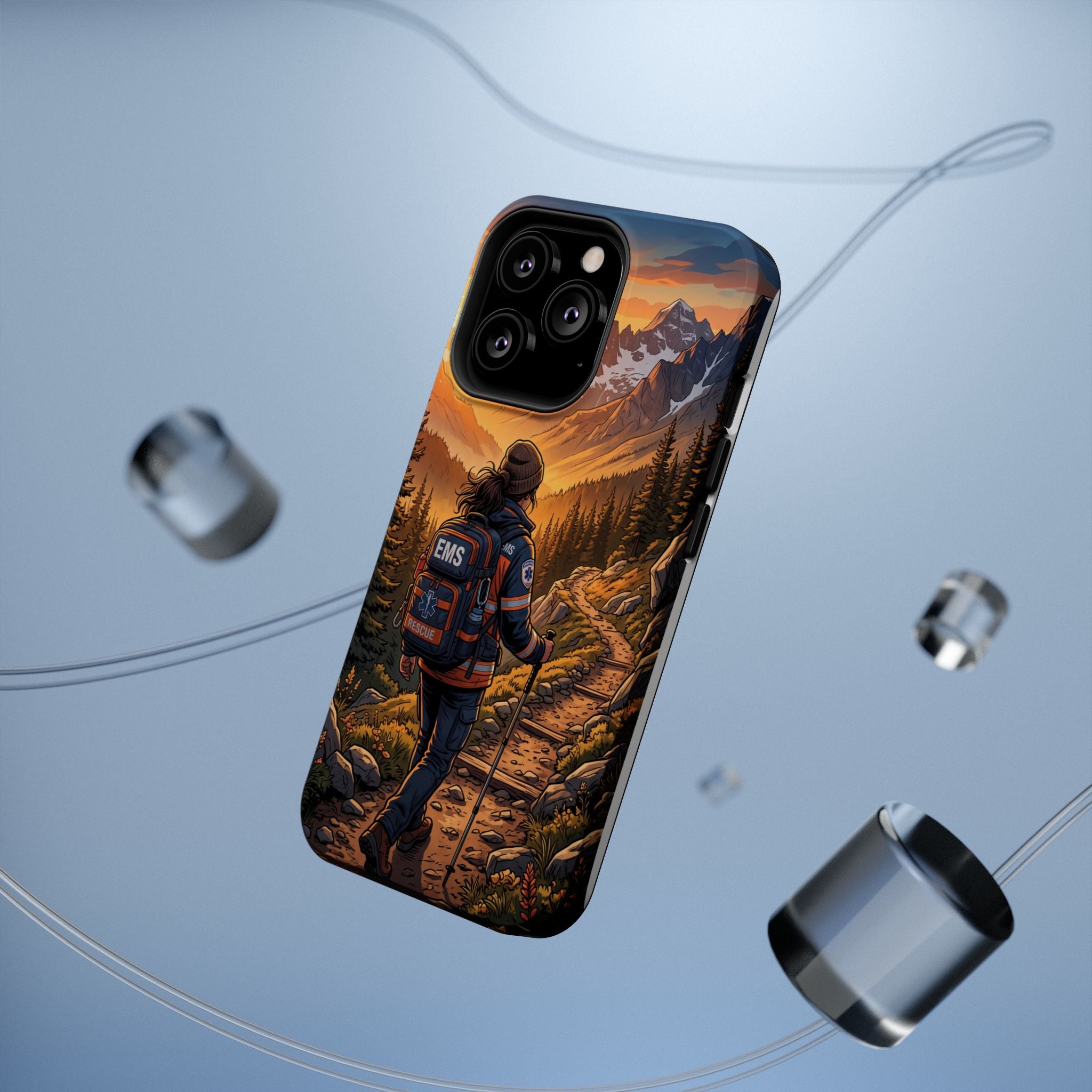 Paramedic/EMT Mountain Phone Case — Magnetic Wireless Charging Cover