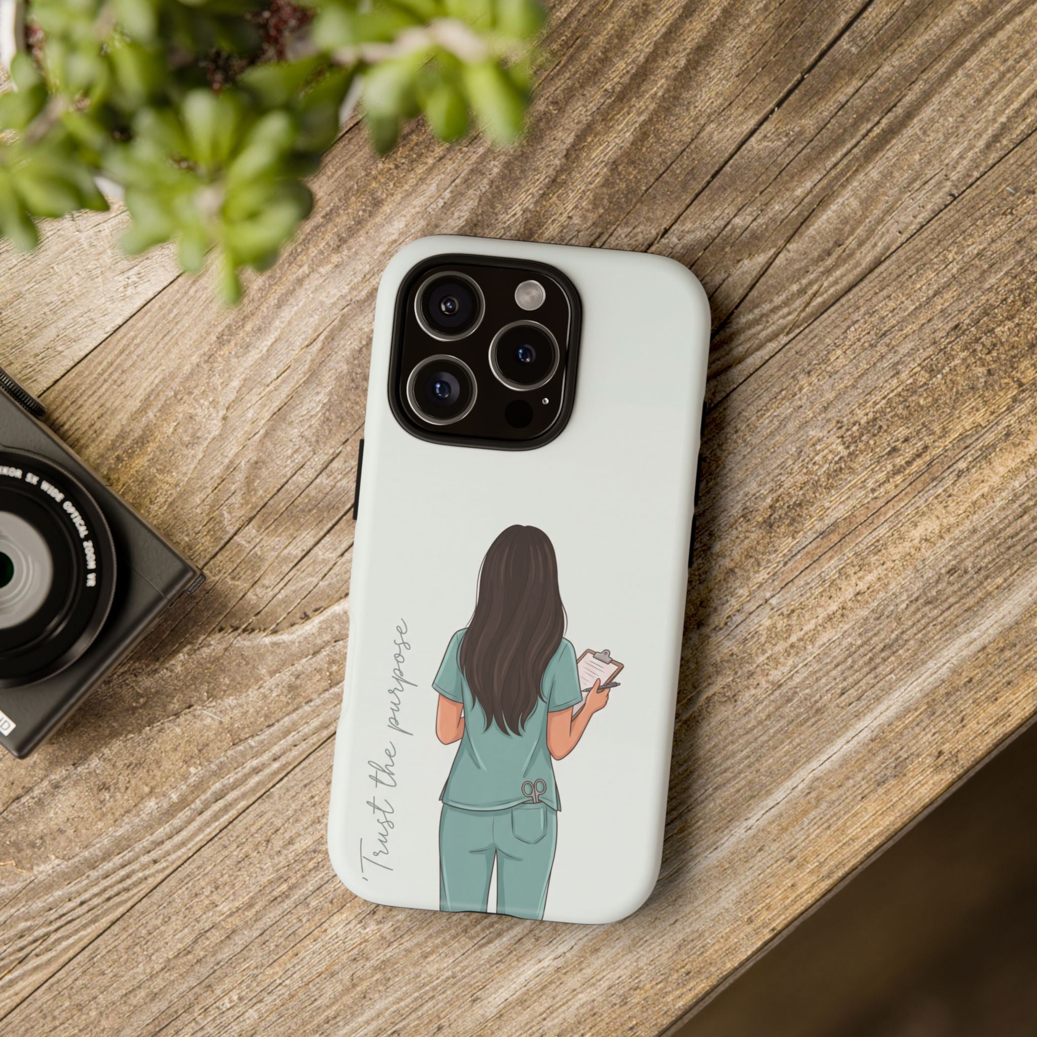 "Trust the Purpose" Nurse Phone Case | Illustrated Nurse in Scrubs Design | iPhone & Samsung