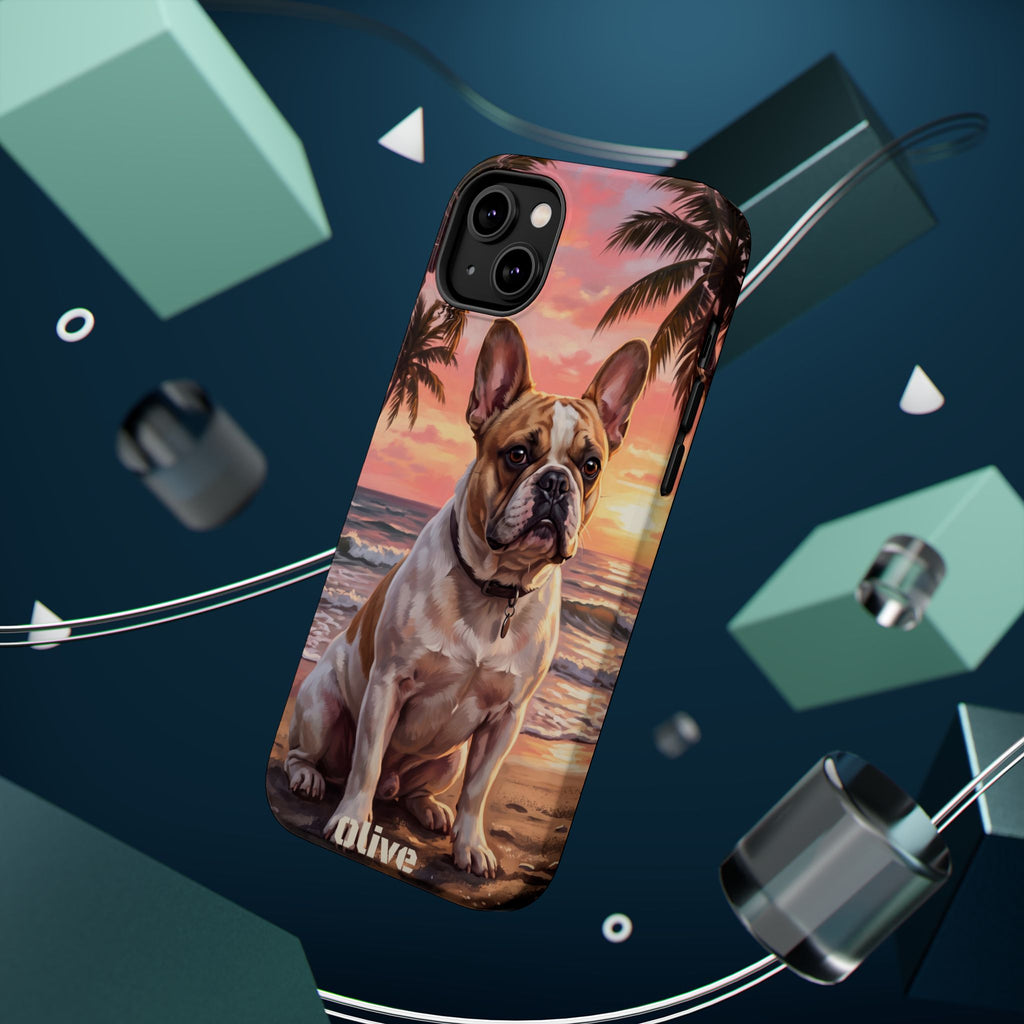 Personalized French Bulldog Beach Portrait Phone Case — Wireless Charging Cover
