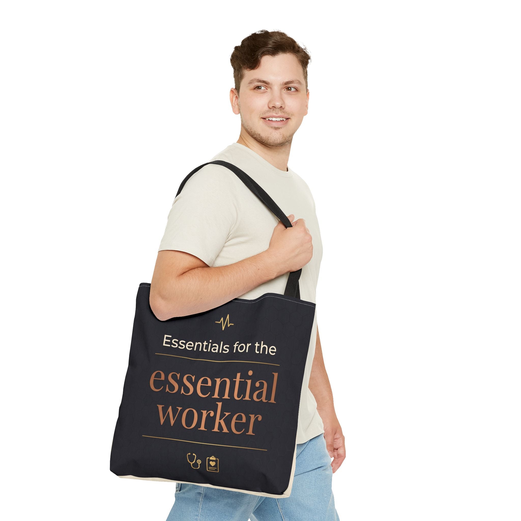 Essentials for the Essential Worker Tote | Healthcare Worker Gift Tote Bag | Nurse Doctor Appreciation Gift | Premium Polyester Carry-All