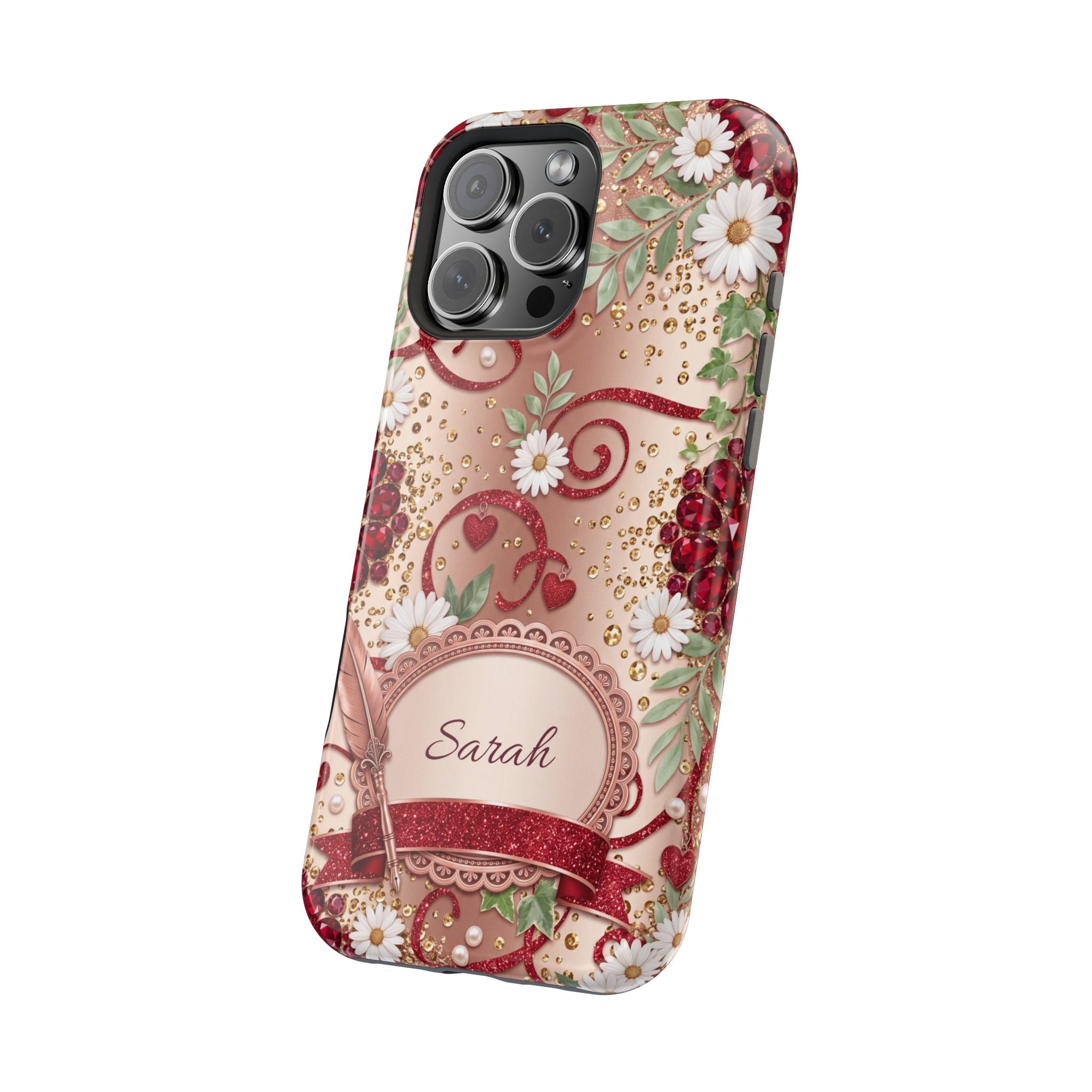 Personalized Vintage Floral Teacher Phone Case — Wireless Charging Cover