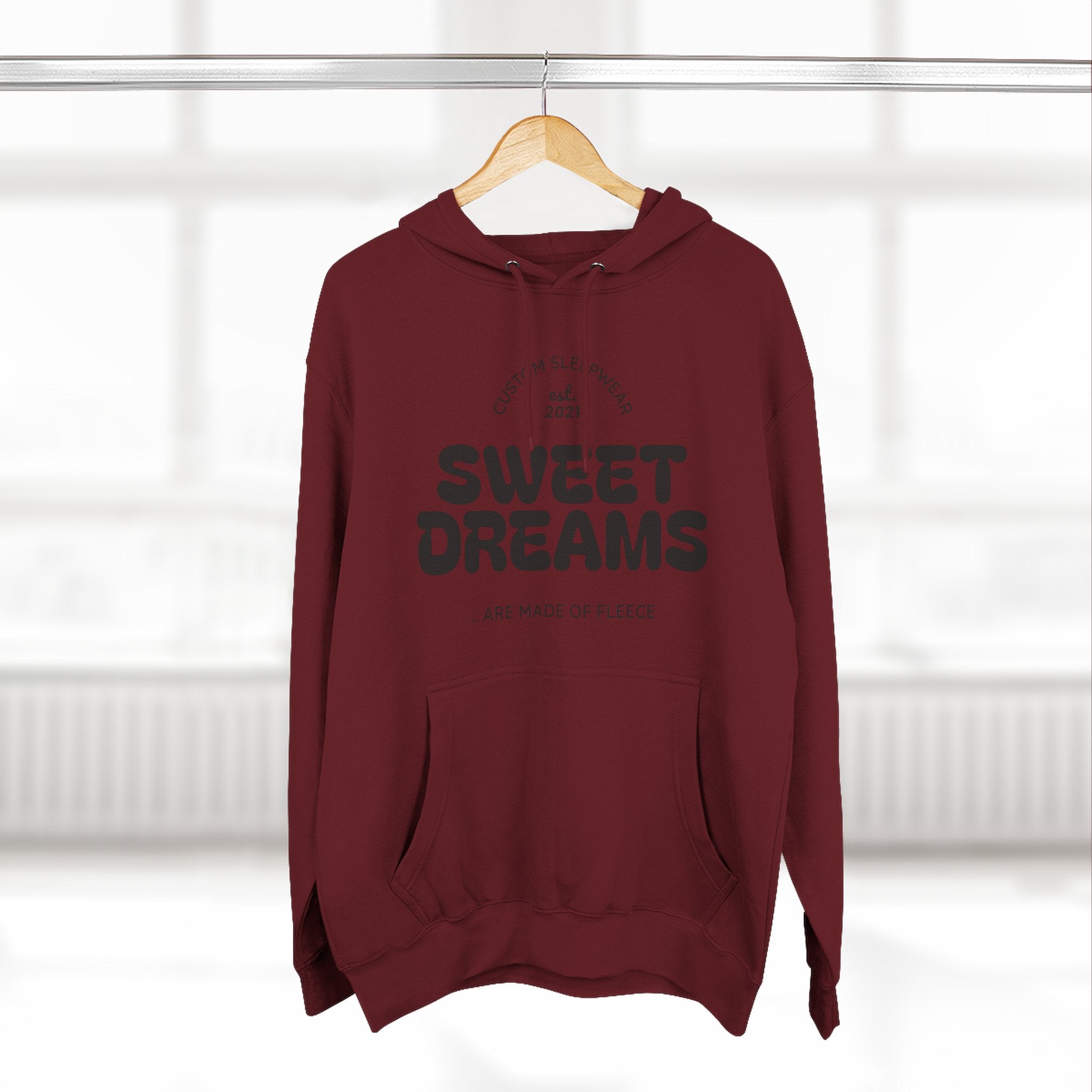 Sweet Dreams Hoodie — Cozy Fleece Pullover with Retro Script