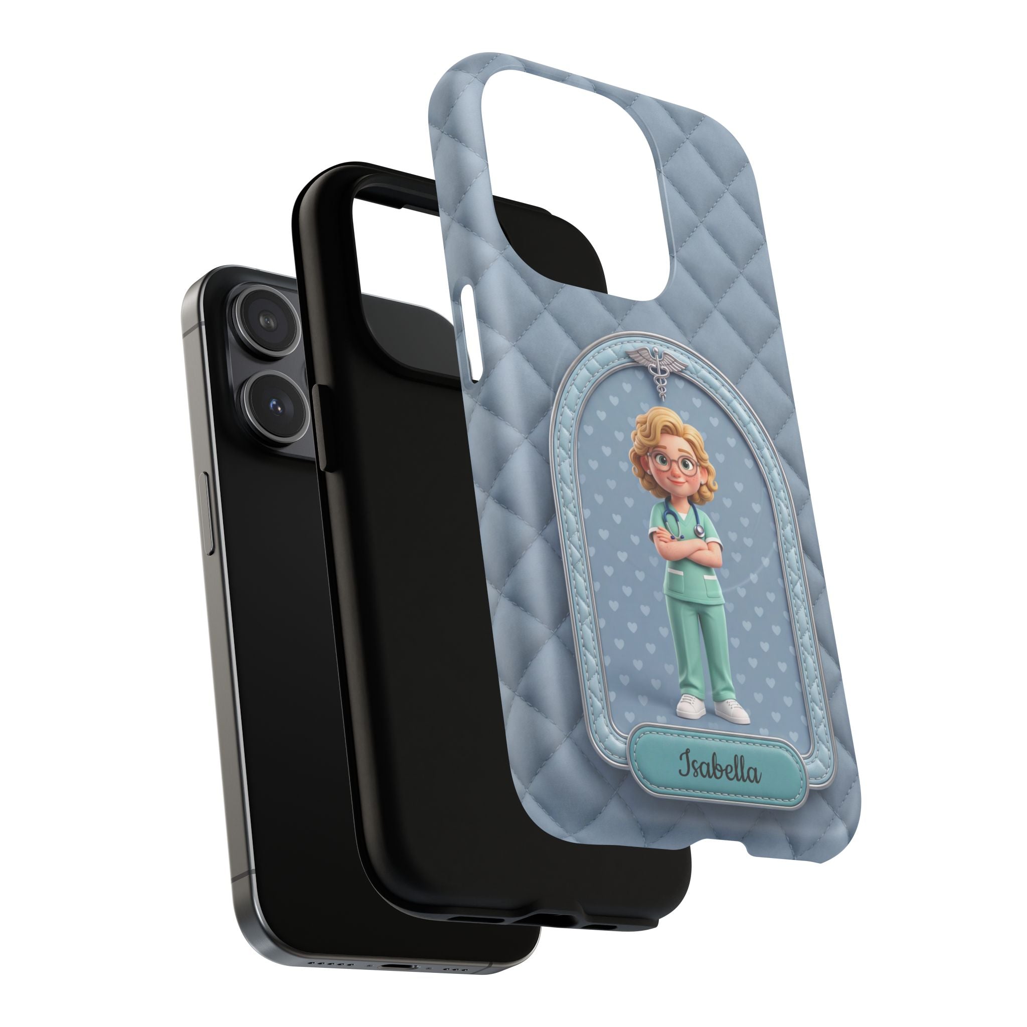 Personalized Nurse Phone Case | Quilted Badge Design, Custom Name iPhone Case