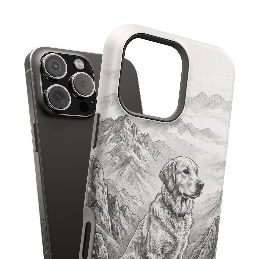 Personalized Golden Retriever Mountain Peak Phone Case — Wireless Charging Cover