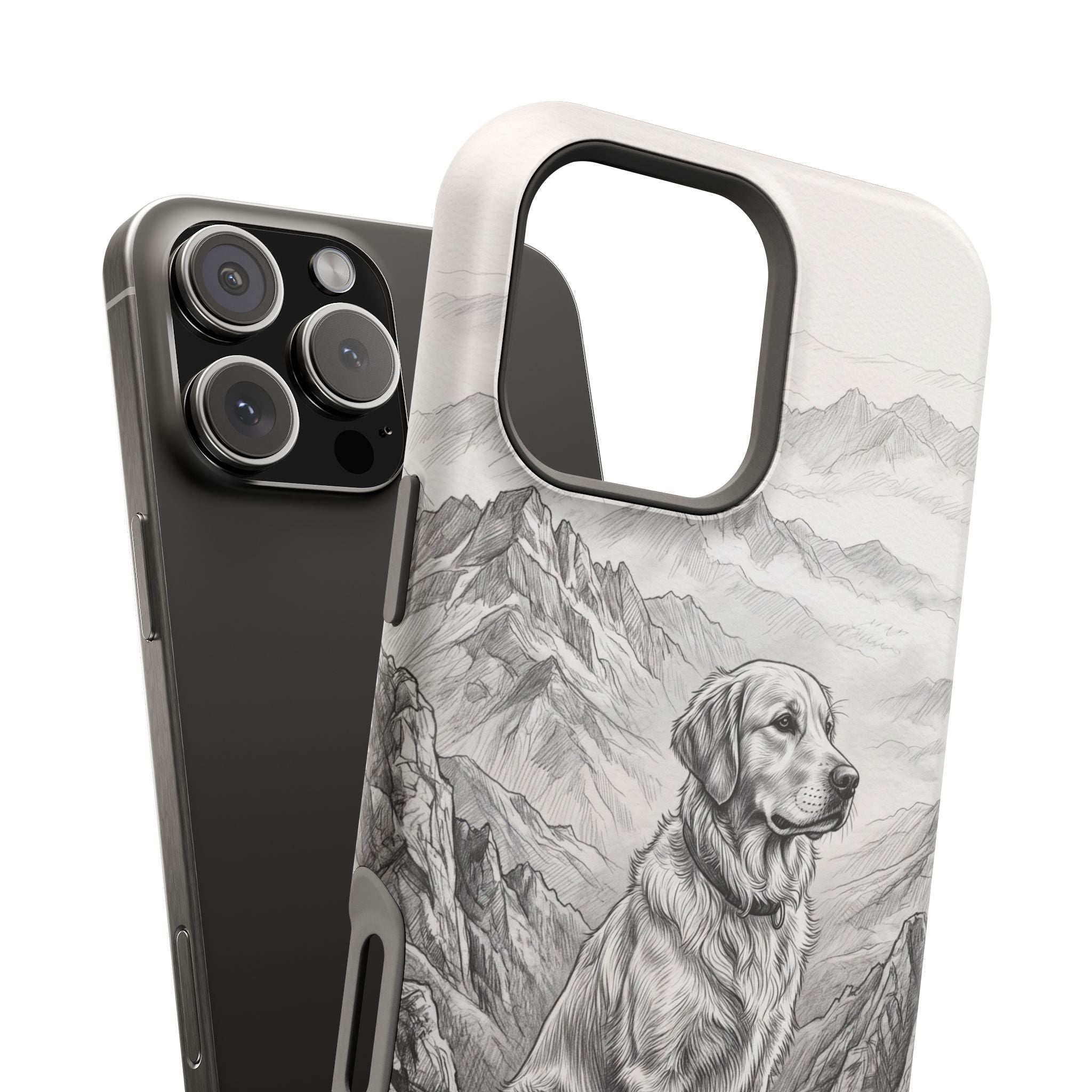 Personalized Golden Retriever Mountain Peak Phone Case — Wireless Charging Cover