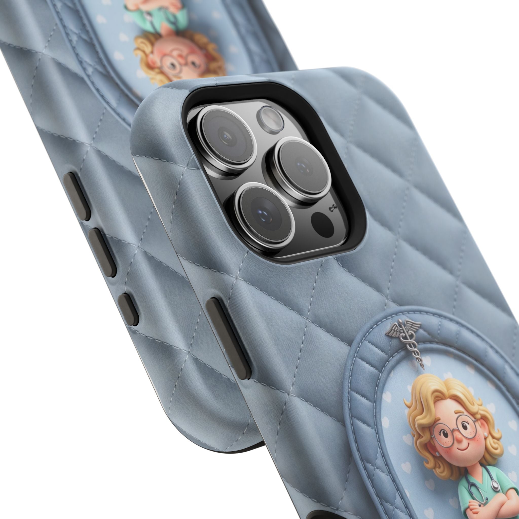 Personalized Quilted Nurse Phone Case — Wireless Charging Cover