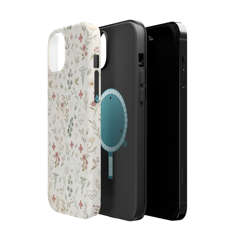 Floral Nurse Phone Case — Impact-Resistant Wireless Charging Cover