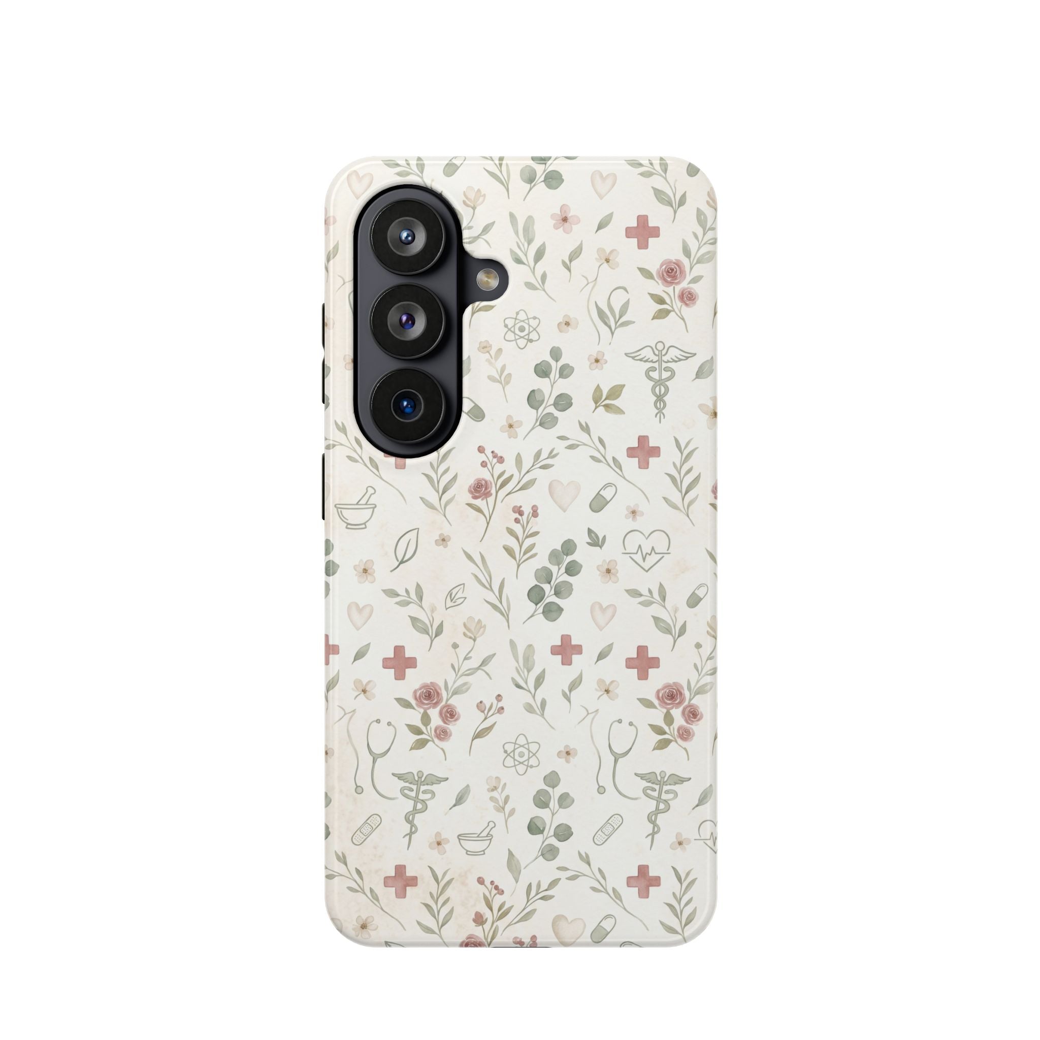 Floral Nurse Phone Case — Impact-Resistant Wireless Charging Cover