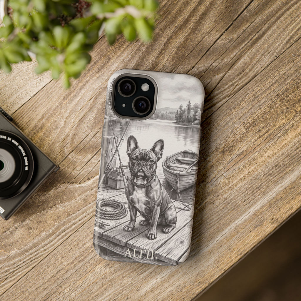 Personalized French Bulldog Lakeside Dock Phone Case — Wireless Charging Cover