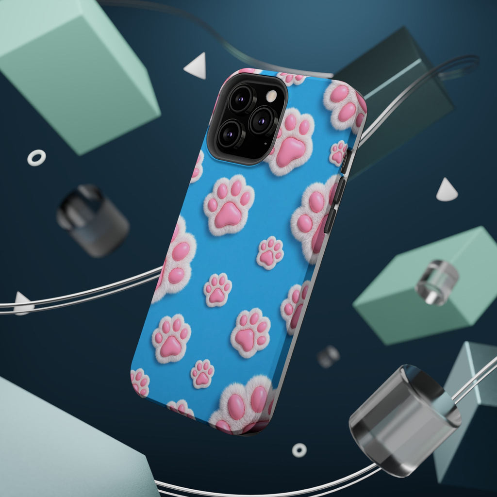 Fluffy Paw Print Phone Case | Cute 3D Pink Paw Pattern Case for Dog & Cat Lovers | iPhone & Samsung