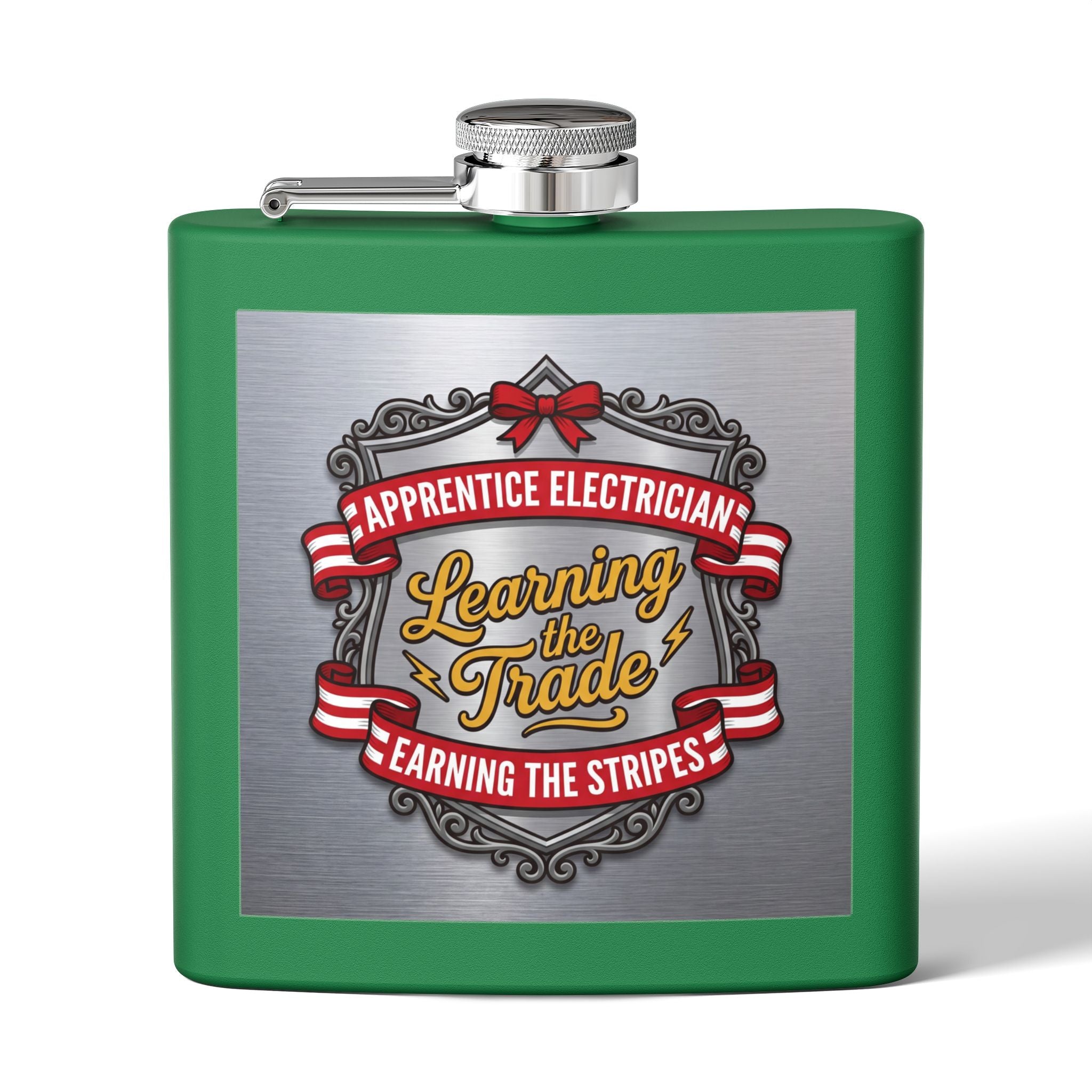Flask — "Apprentice Electrician: Learning the Trade, Earning the Stripes" 6oz Stainless Steel