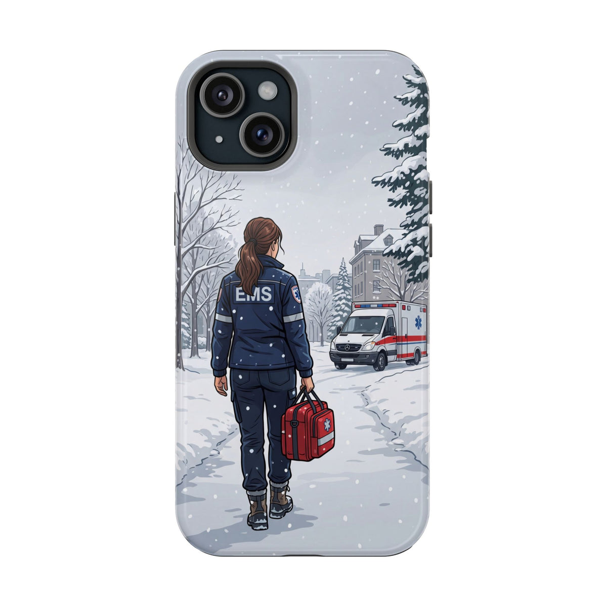 Paramedic/EMT Winter Phone Case — Magnetic Wireless Charging Cover