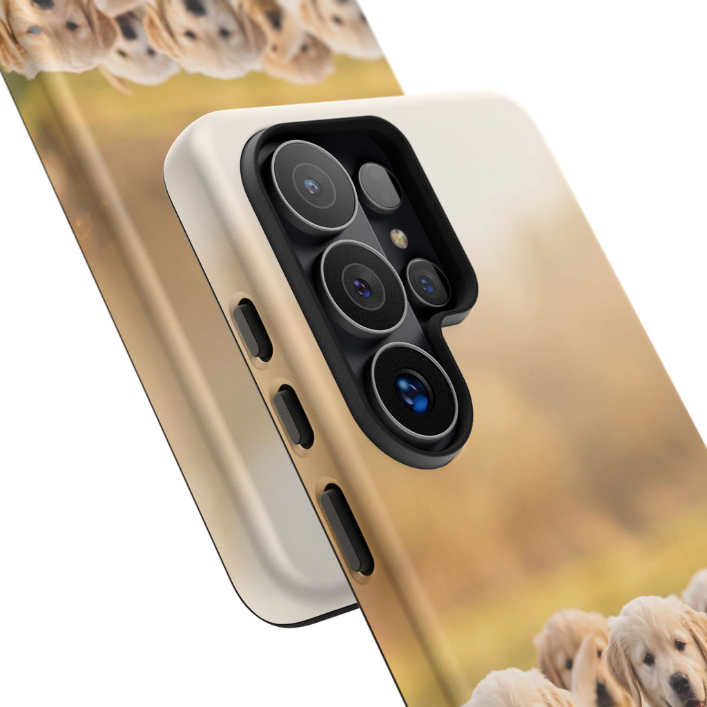 Golden Retriever Puppies Phone Case | Playful Puppy Pack Running in Grass | iPhone & Samsung