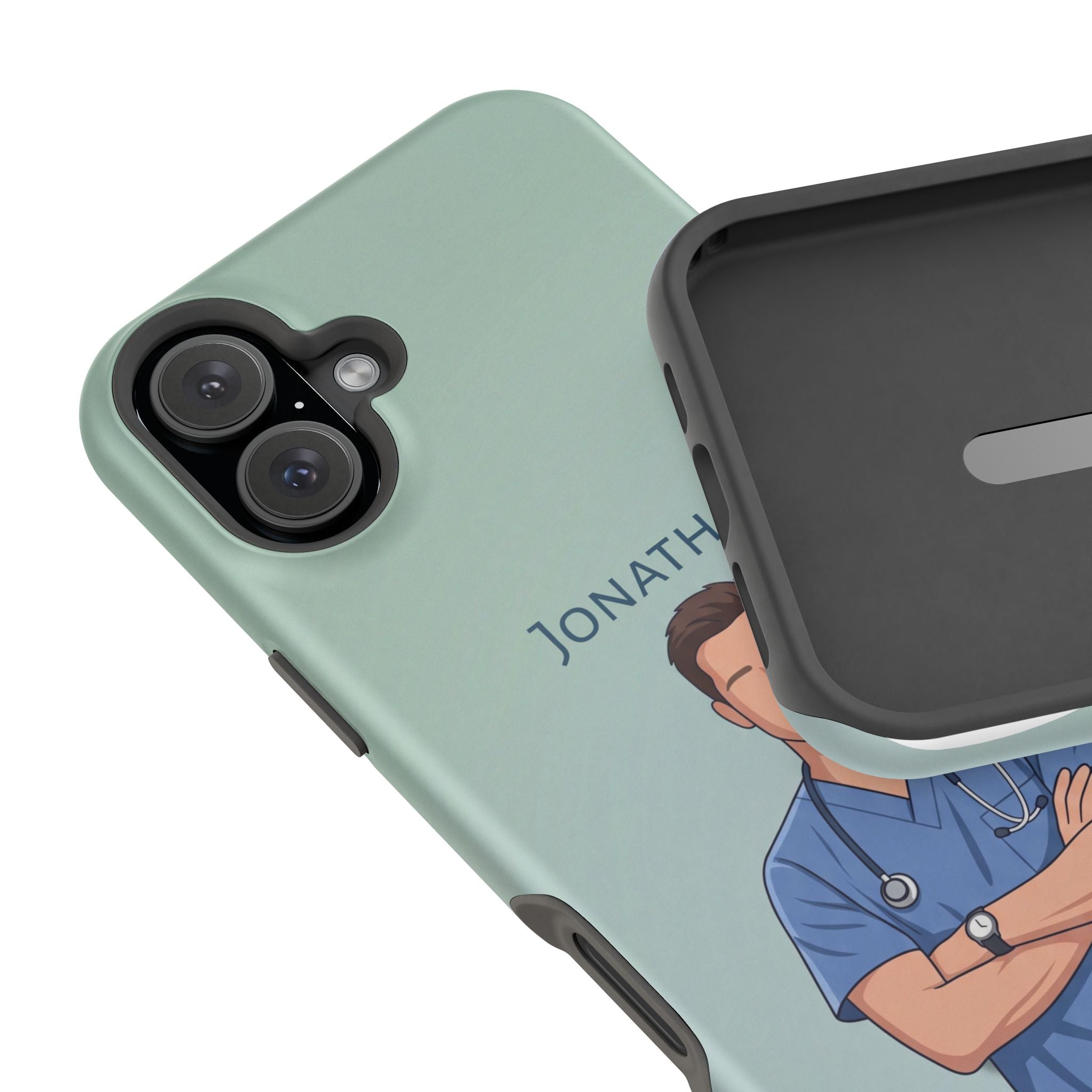 Personalized Nurse Portrait Phone Case — Impact-Resistant Wireless Charging Cover
