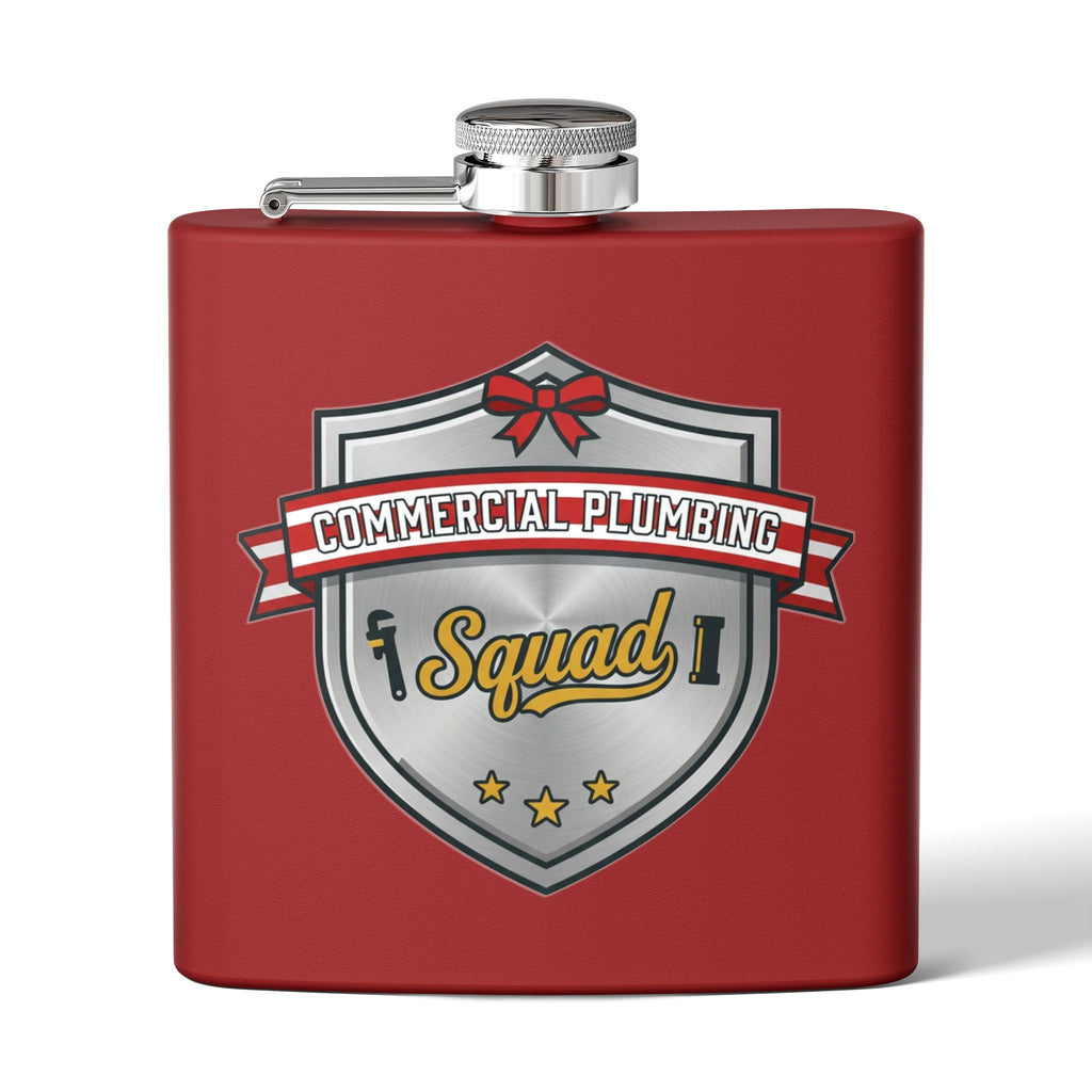 Flask — "Commercial Plumbing Squad" 6oz Stainless Steel Hip Flask