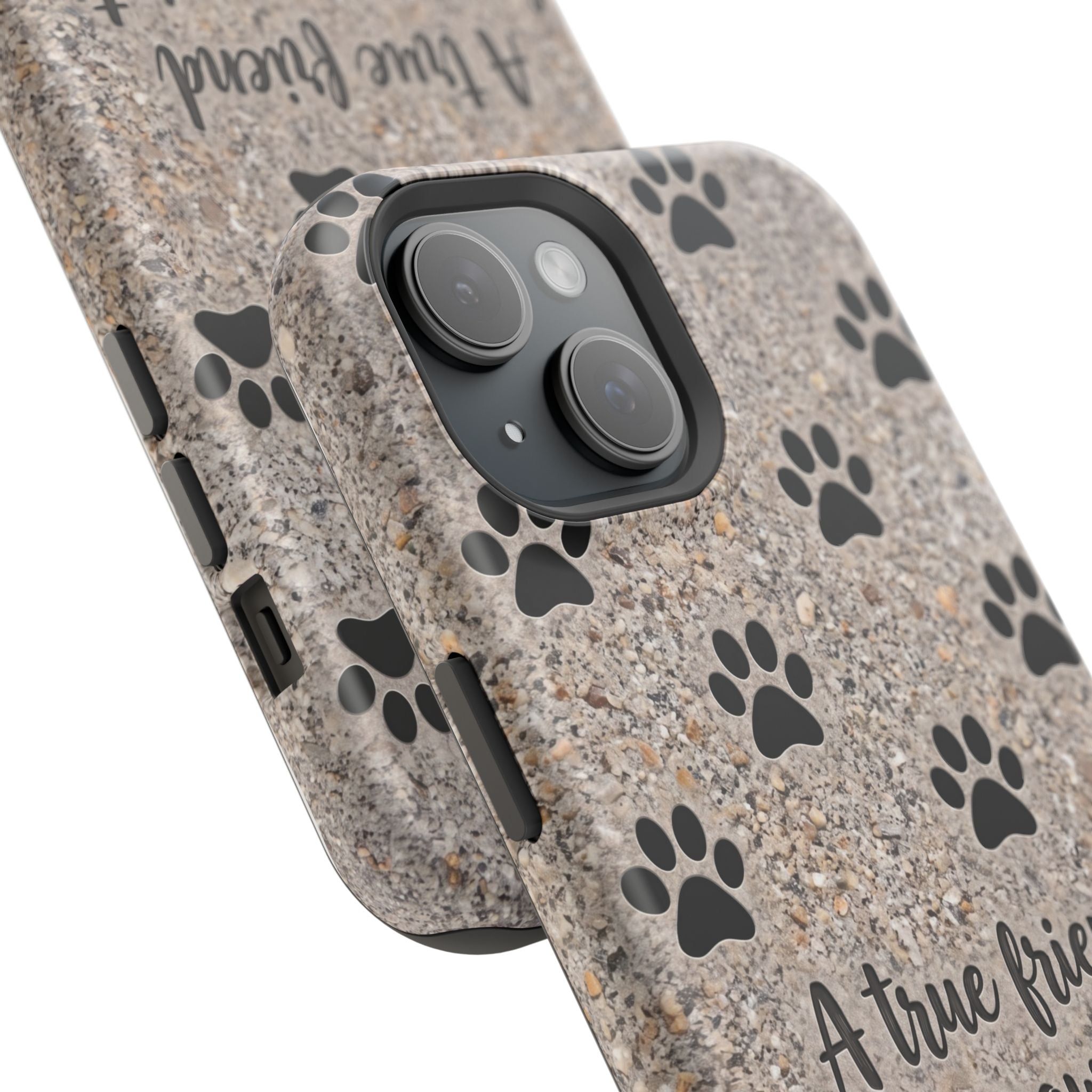 A True Friend Leaves Paw Prints Phone Case — Impact-Resistant Wireless Charging Cover