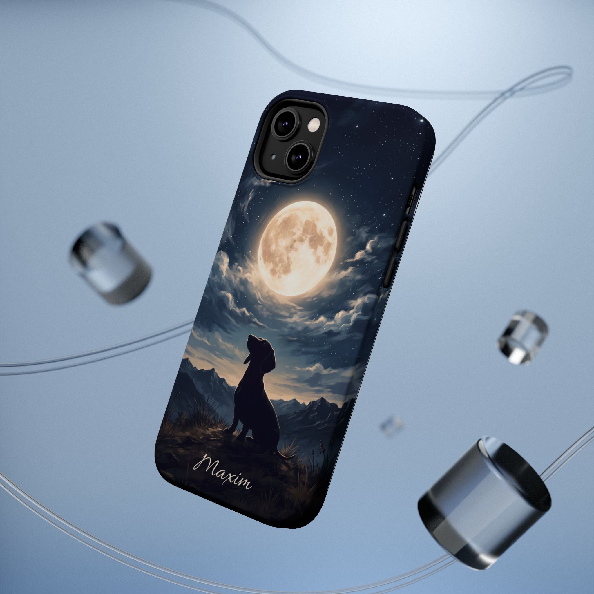Personalized Dachshund Moonlight Phone Case — Wireless Charging Cover