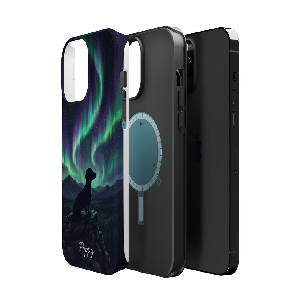 Personalized Dachshund Northern Lights Phone Case — Wireless Charging Cover