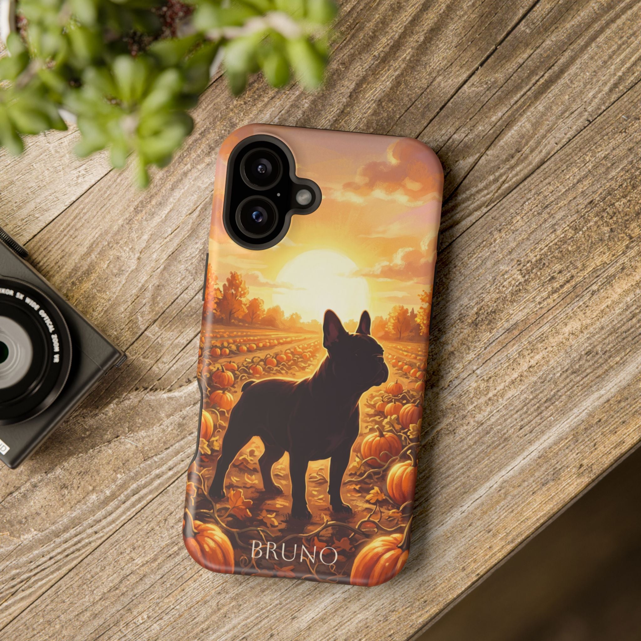 Personalized French Bulldog Pumpkin Patch Phone Case — Wireless Charging Cover