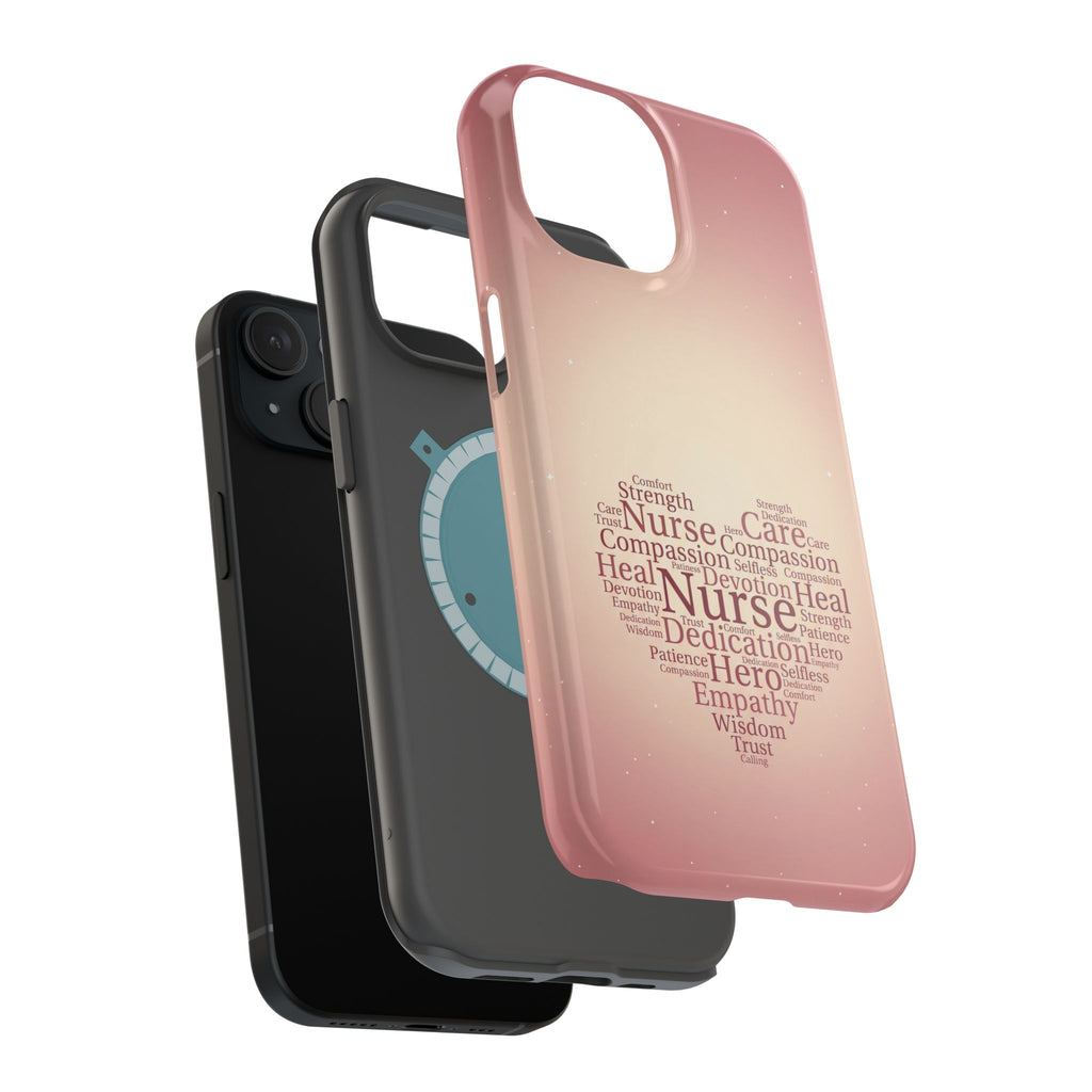 Nurse Heart Word Art Phone Case — Impact-Resistant Wireless Charging Cover